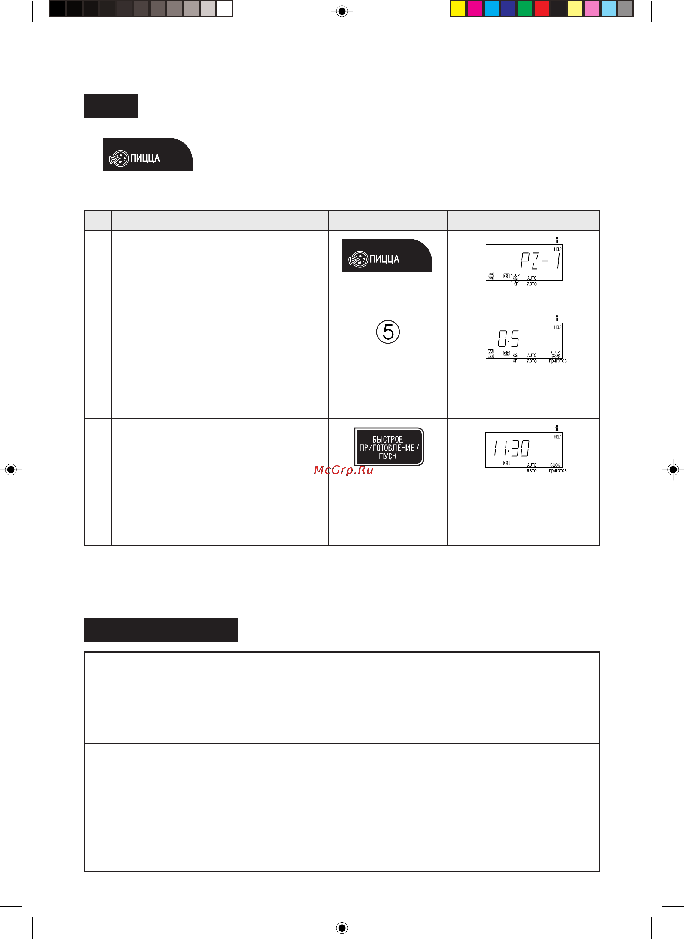 Sharp R-777H [63/84] Pizza menu guide