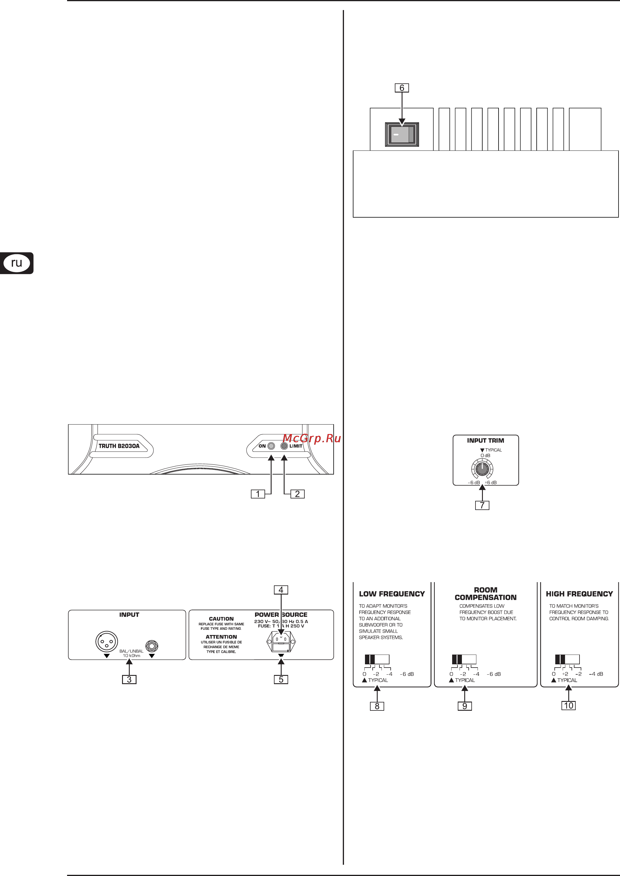 Behringer TRUTH B2031A(пара) [4/8] Элементы управления