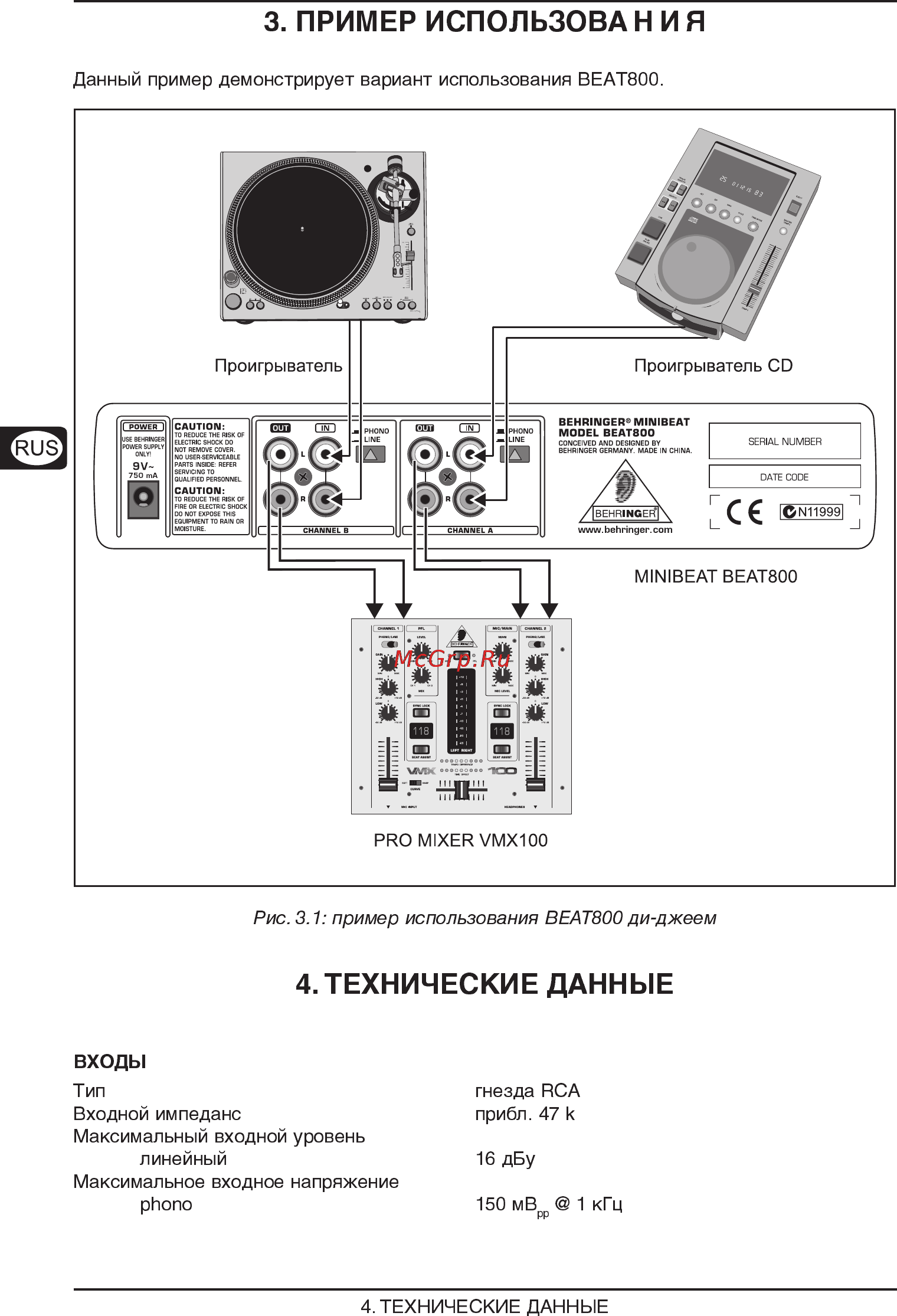 Behringer BEAT 800 MINIBEAT Инструкция по эксплуатации онлайн [6/8] 3534