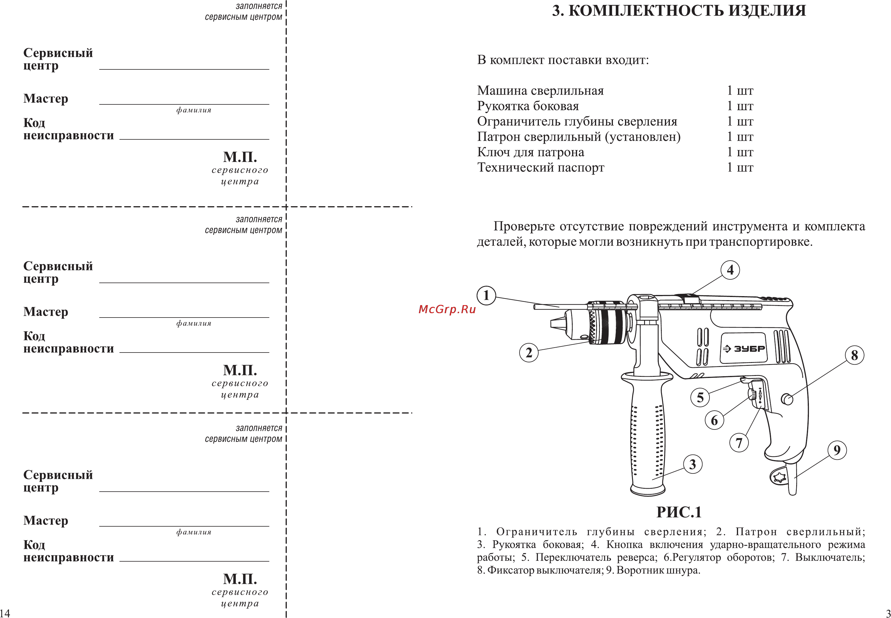 Зубр ЗДУ-780ЭР [5/10] Комплектность изделия