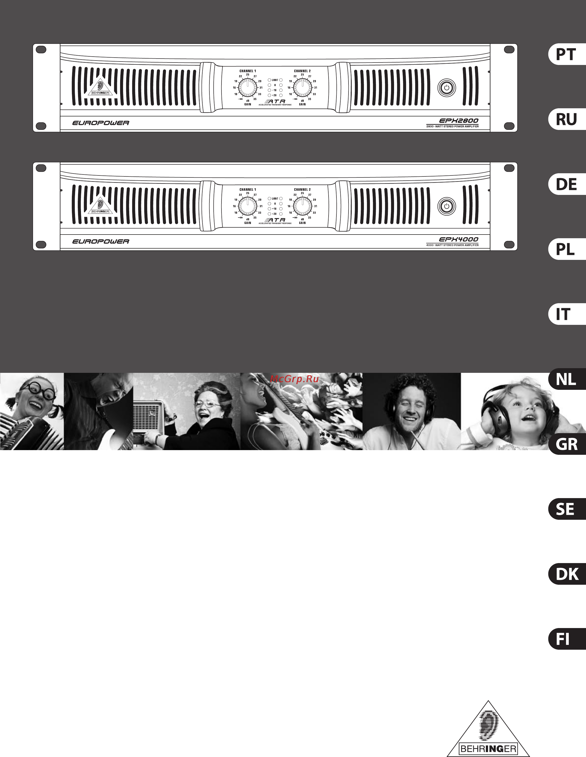 Behringer EPX 4000 EUROPOWER Инструкция по эксплуатации онлайн