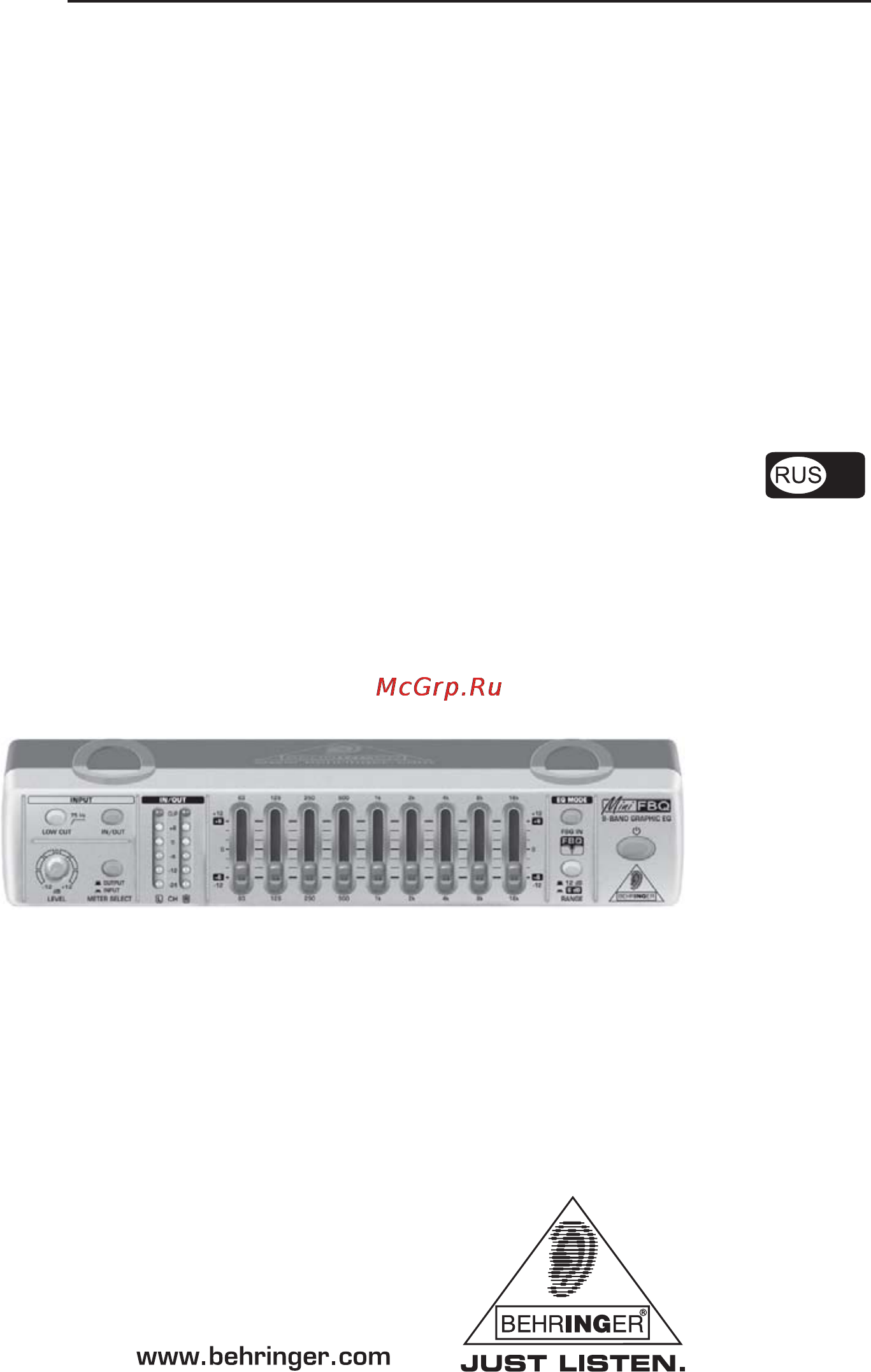 Behringer FBQ 800 MINIFBQ Инструкция по эксплуатации онлайн