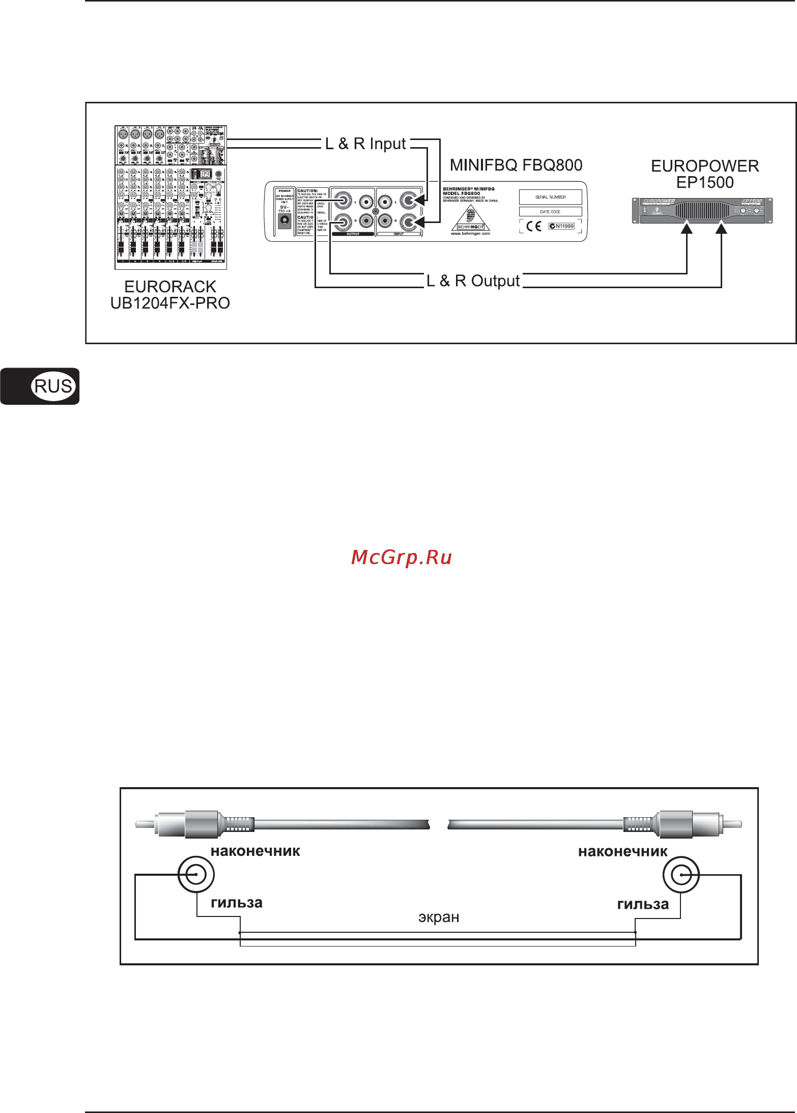 Behringer FBQ 800 MINIFBQ [10/13] Пример использования