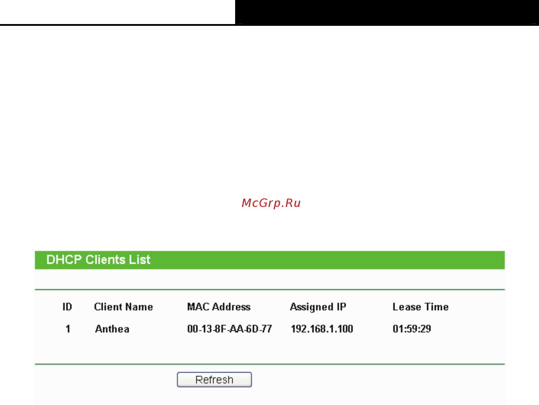 Tp-Link TL-WA801ND V1 [58/76] Dhcp clients list