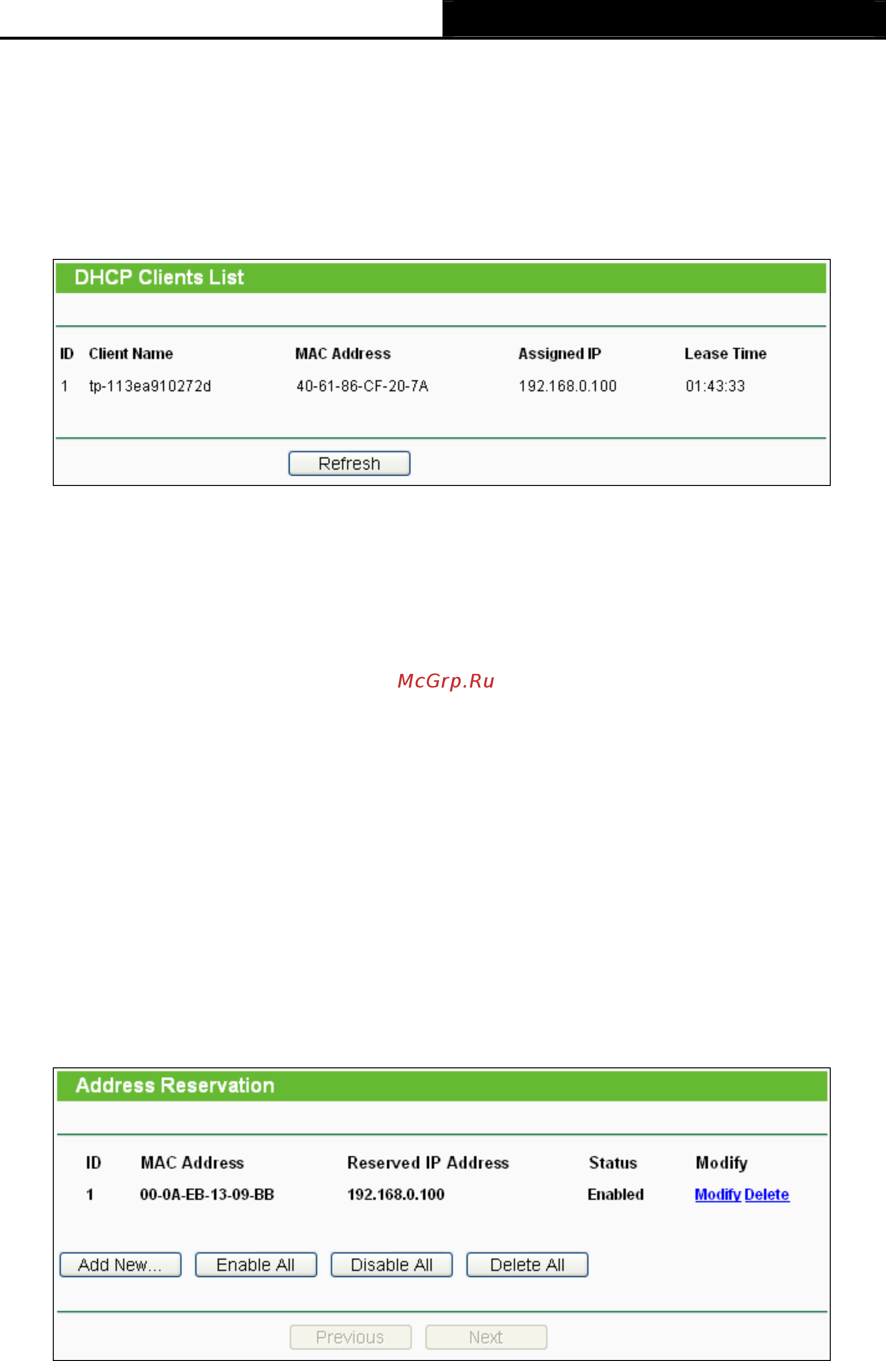 Tp-Link TL-WR700N [120/175] Dhcp clients list