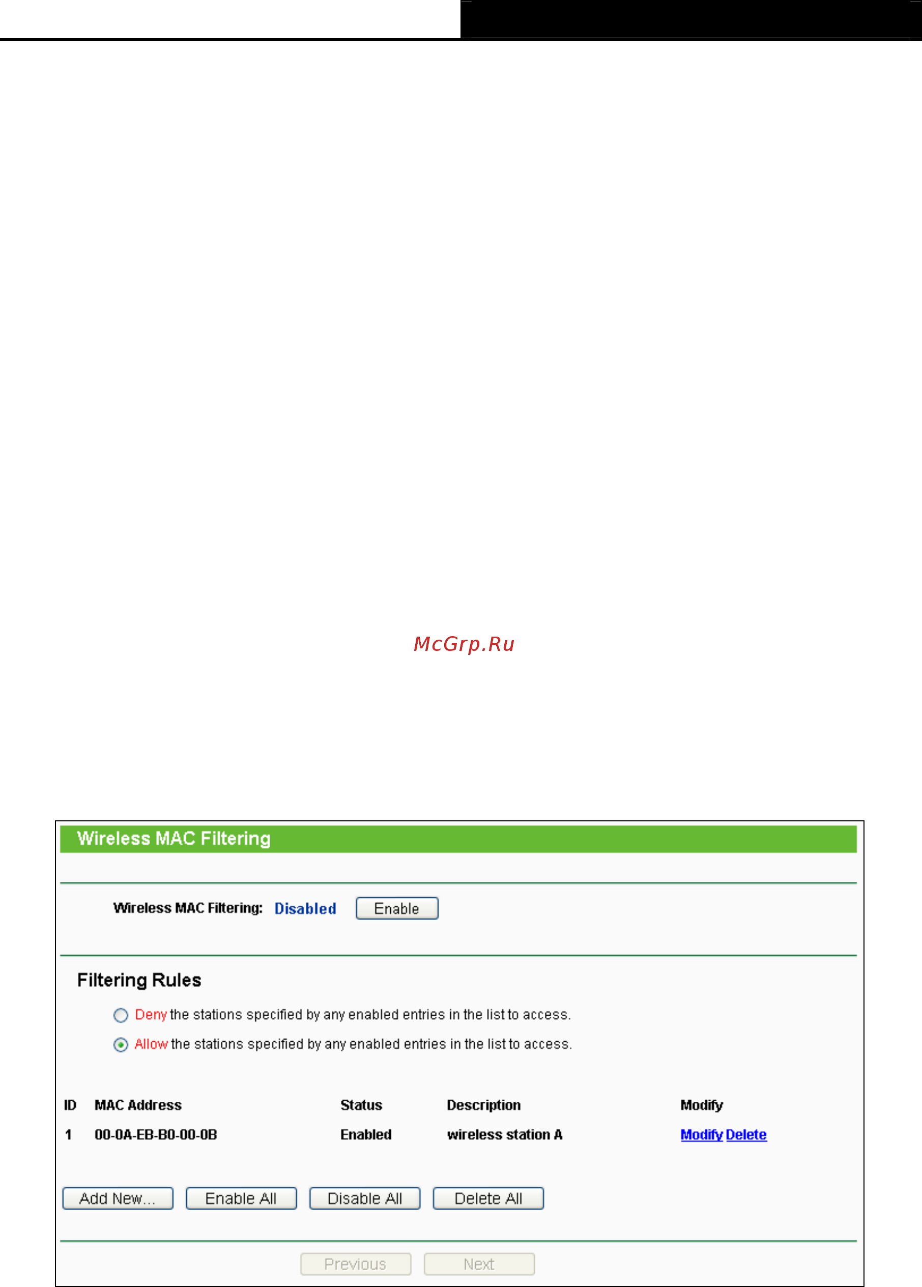 Tp-Link TL-WR700N [43/175] Mac filtering