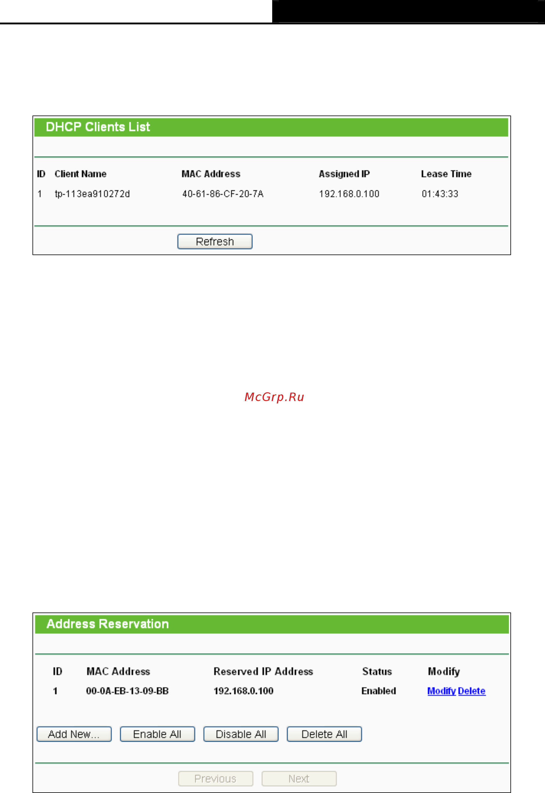 Tp-Link TL-WR700N [82/175] Dhcp clients list