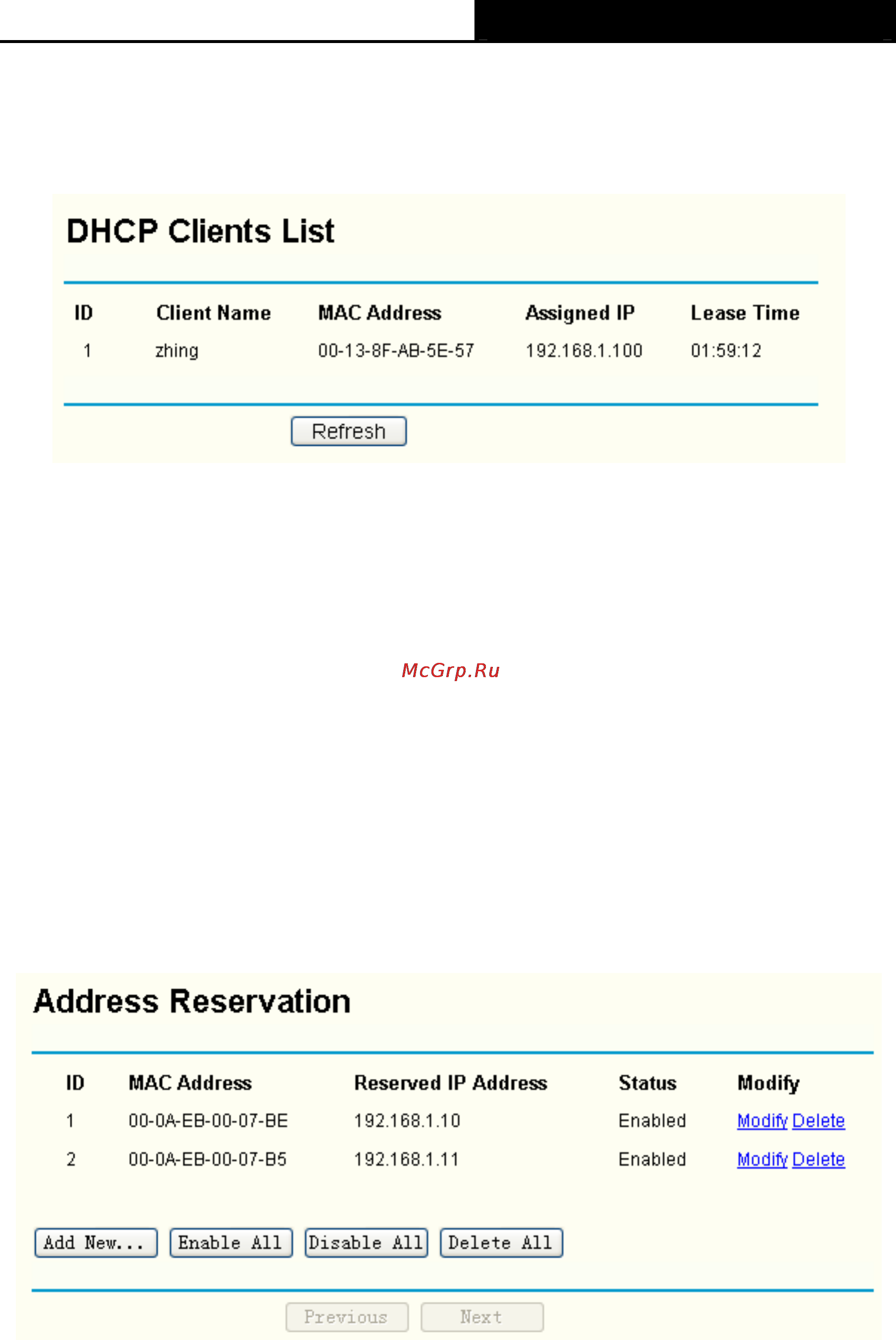 Tp-Link TL-WA500G [39/53] Dhcp clients list
