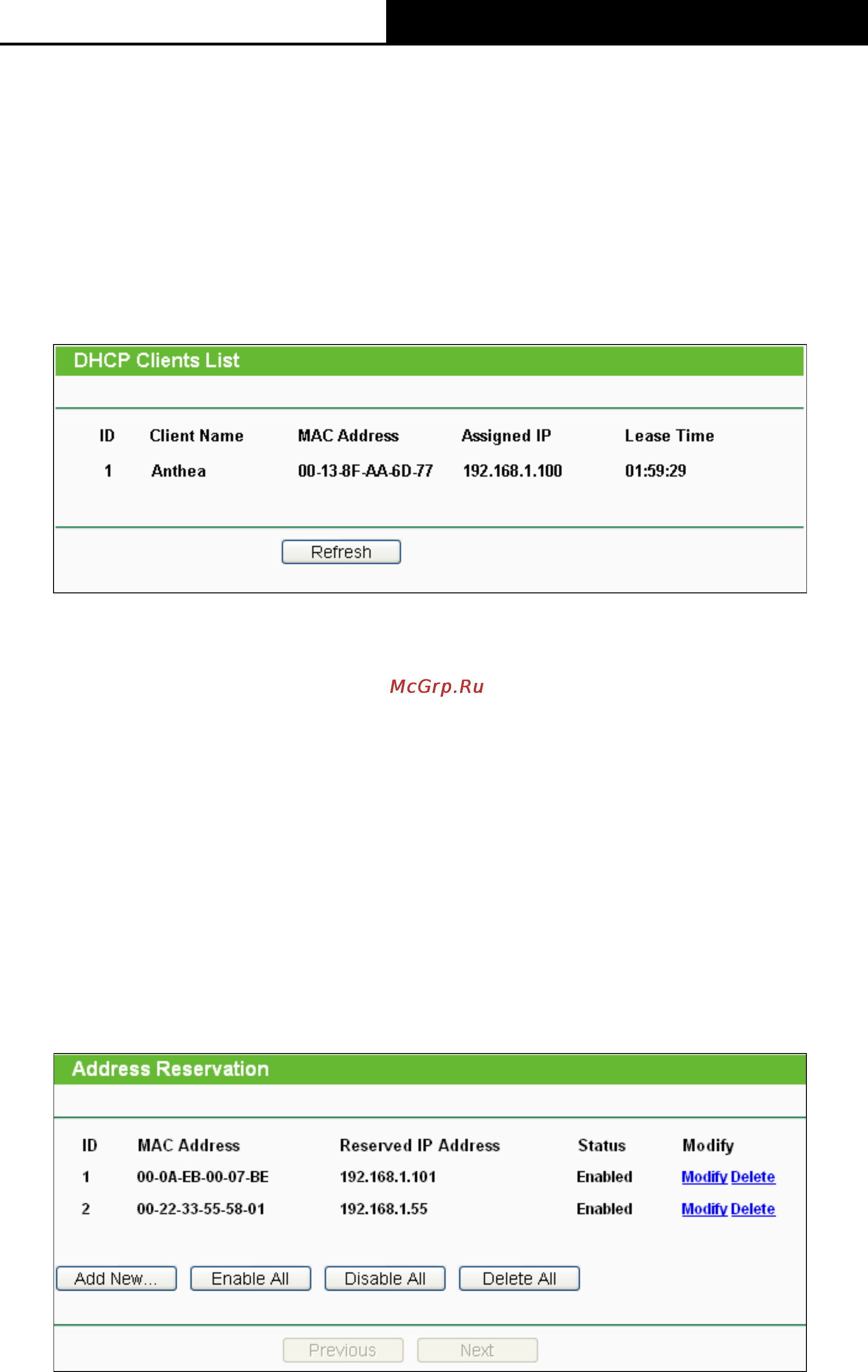 Tp-Link TL-WA730RE [46/64] Dhcp clients list