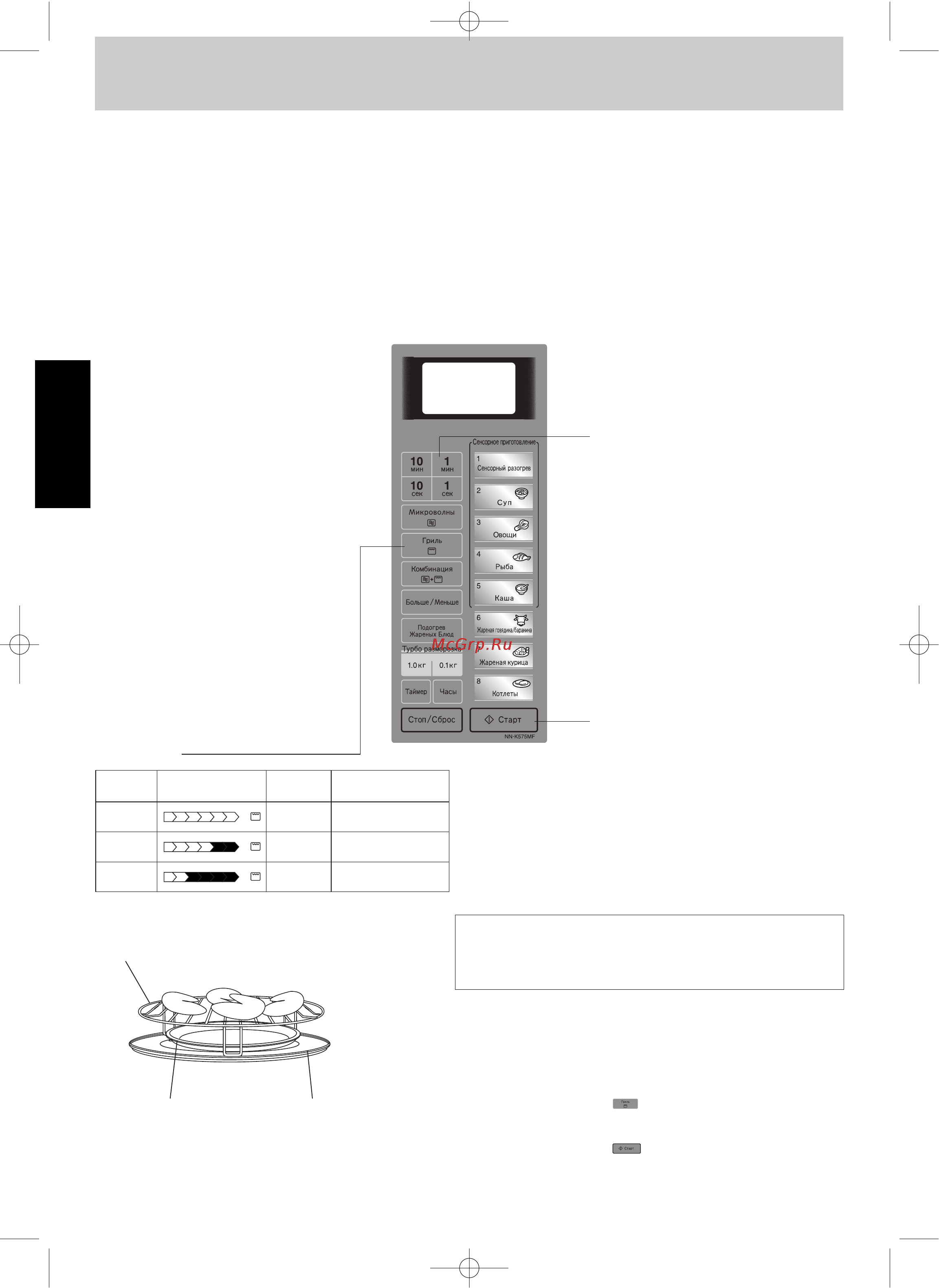 Panasonic NN-K575 MFZPE [9/15] Работа в режиме гриль с установкой времени