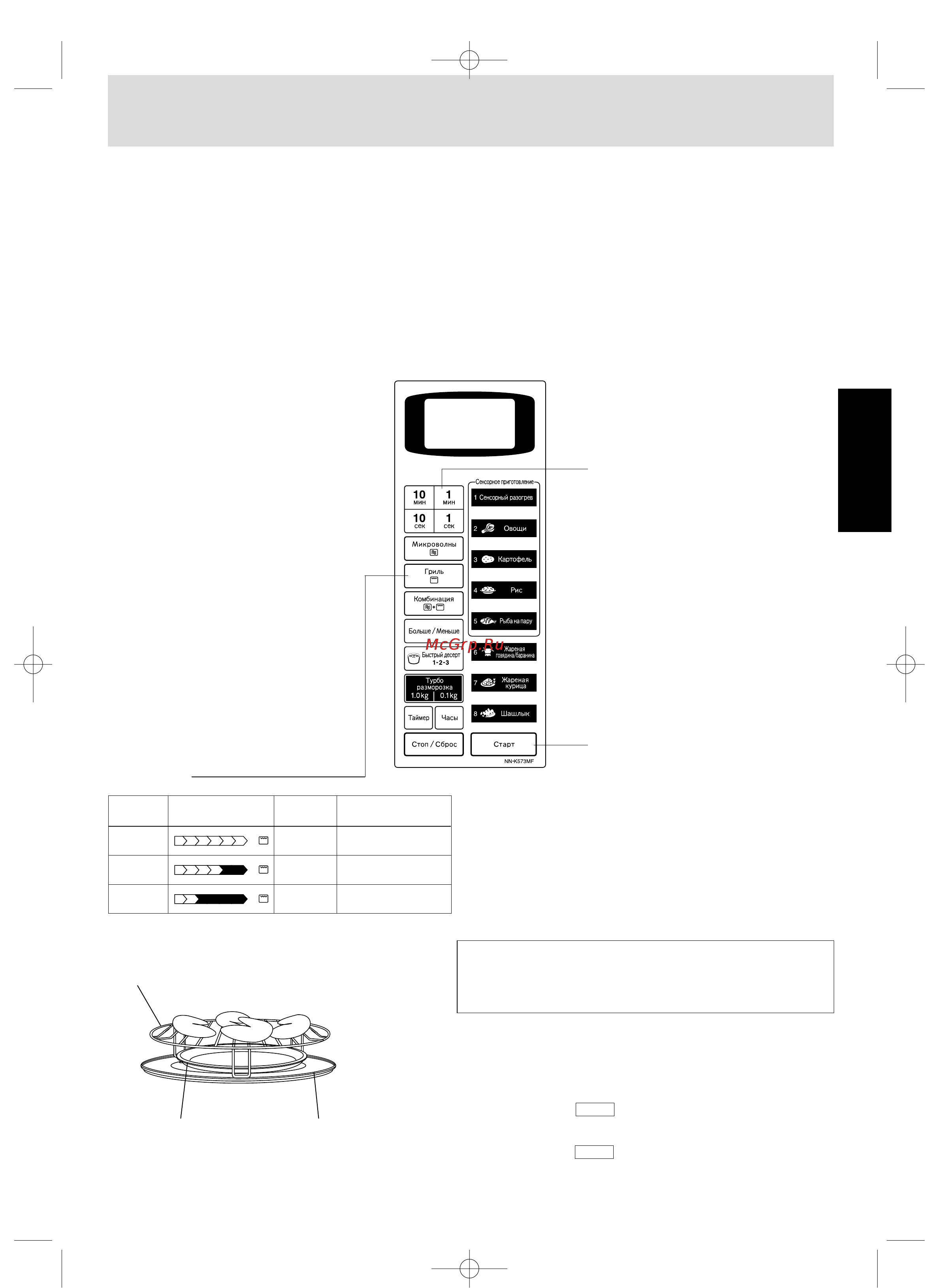 Panasonic NN-K573MF [10/17] Нажмите