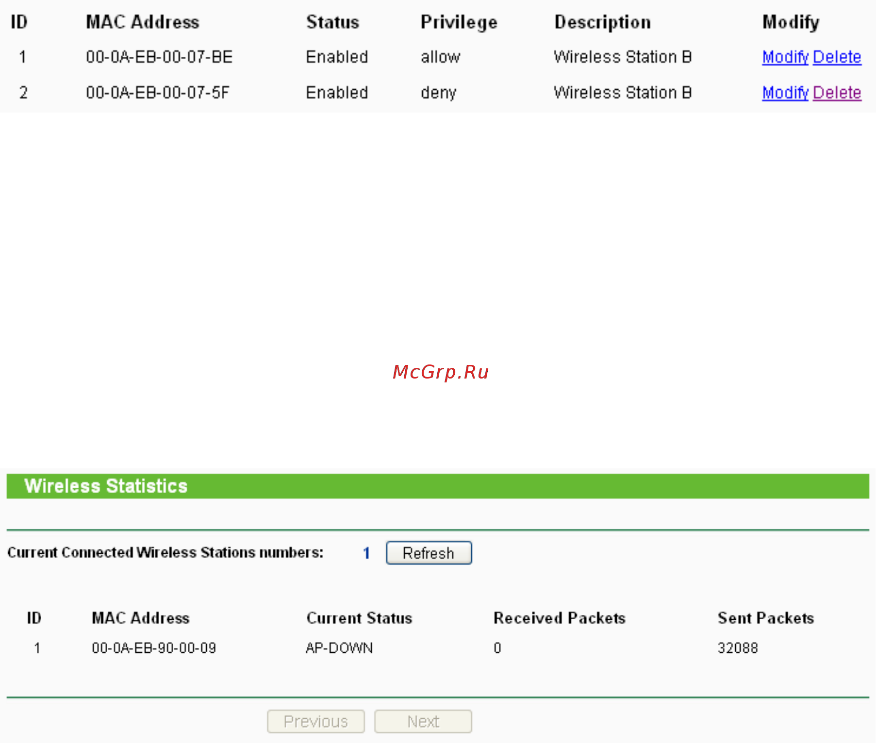 Tp-Link TL-WA5210G [38/114] Wireless statistics