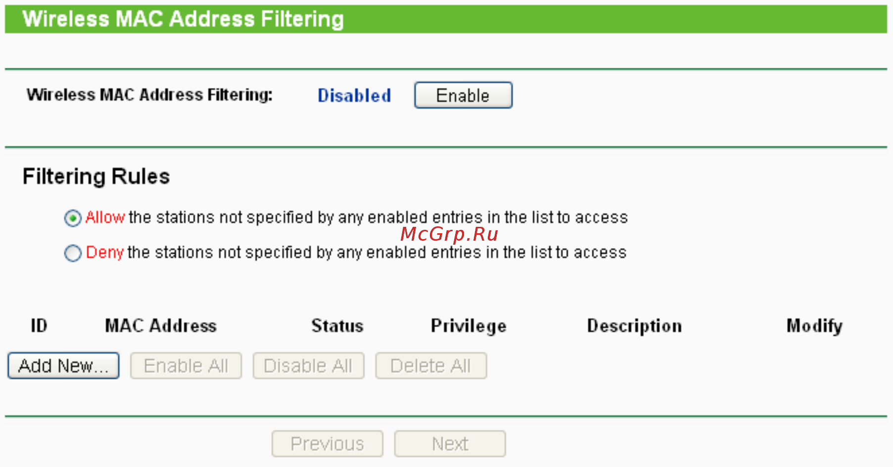 Tp-Link TL-WA5210G [87/114] Mac filtering