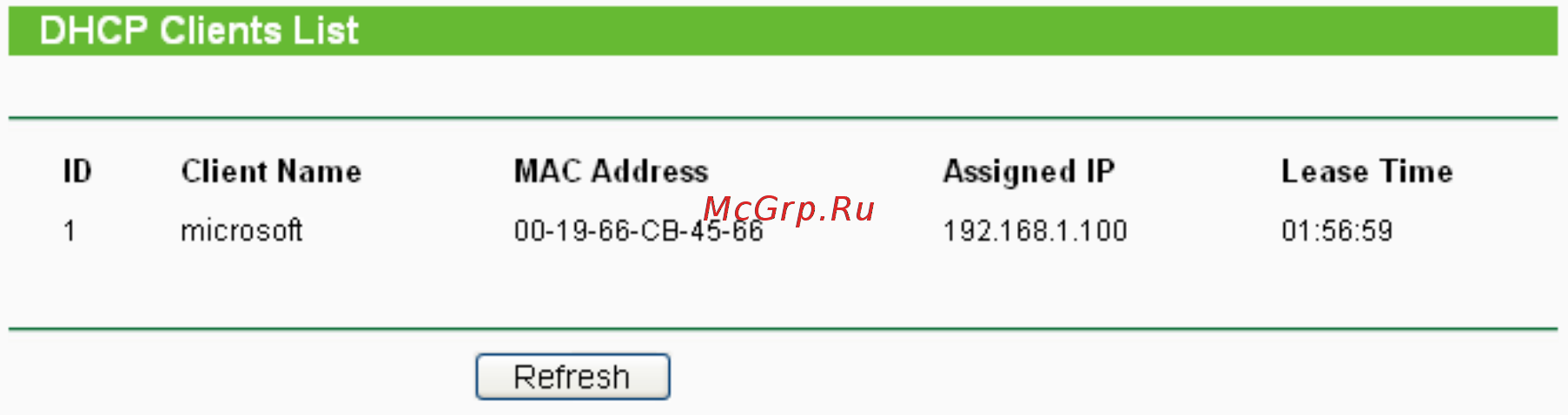 Tp-Link TL-WA5210G [93/114] Dhcp clients list
