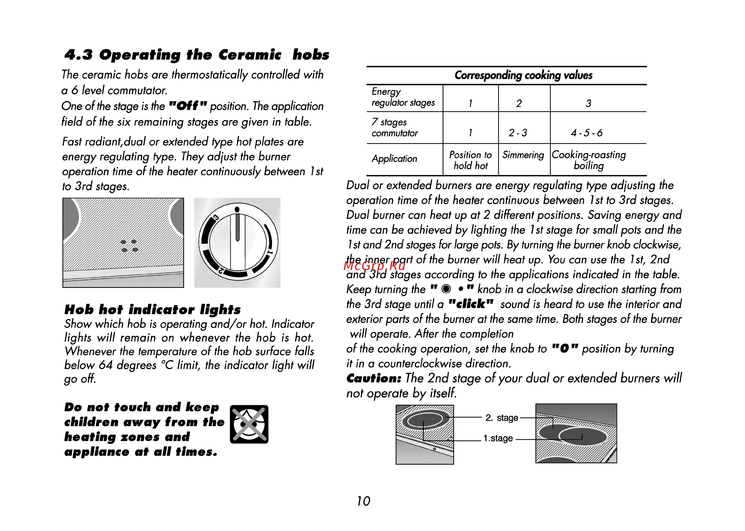 Beko CS 58000 [44/72] Operating the ceramit hobs