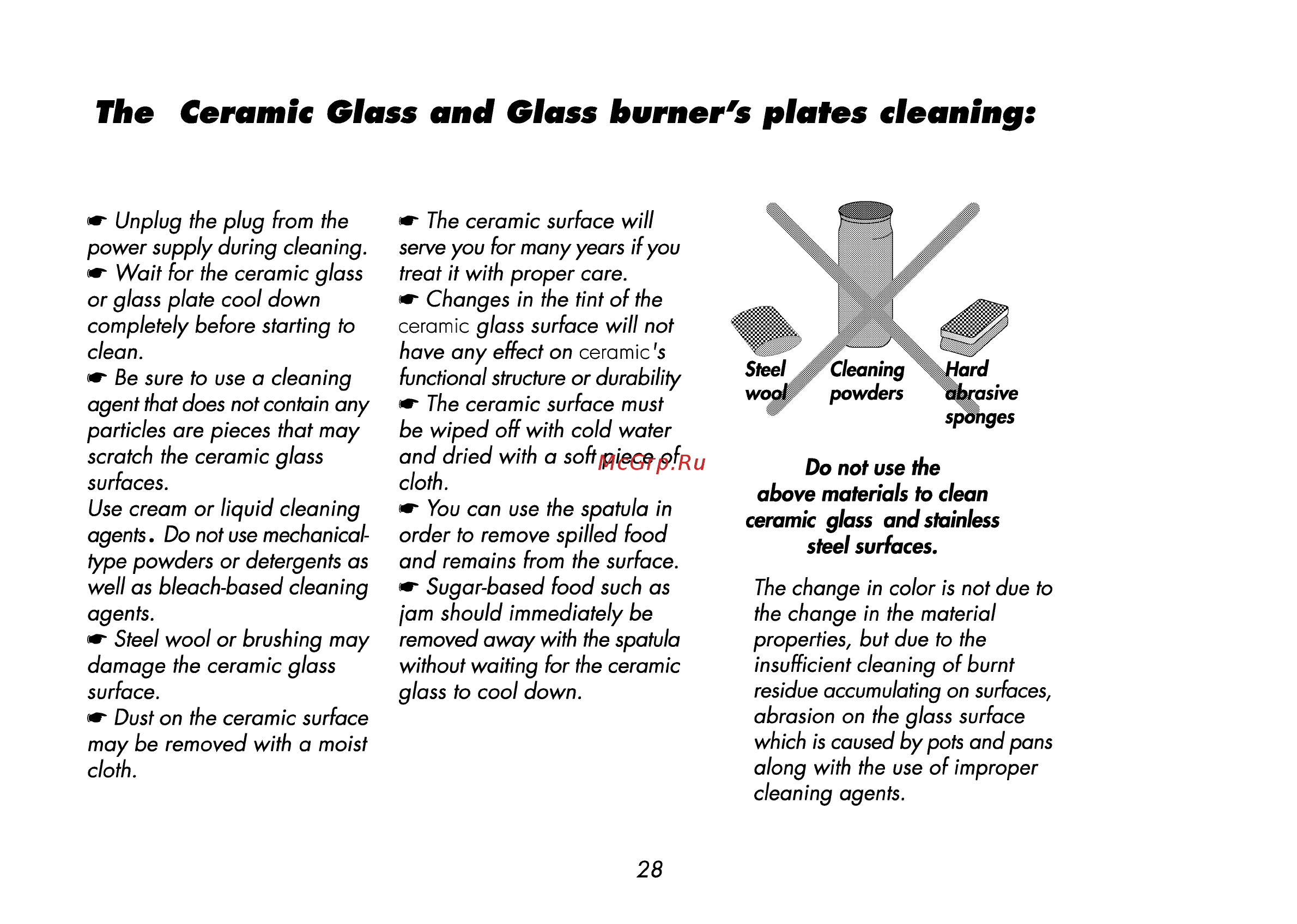 Beko CE 58100 [62/72] Ceramit glass and glass burner s plates cleaning