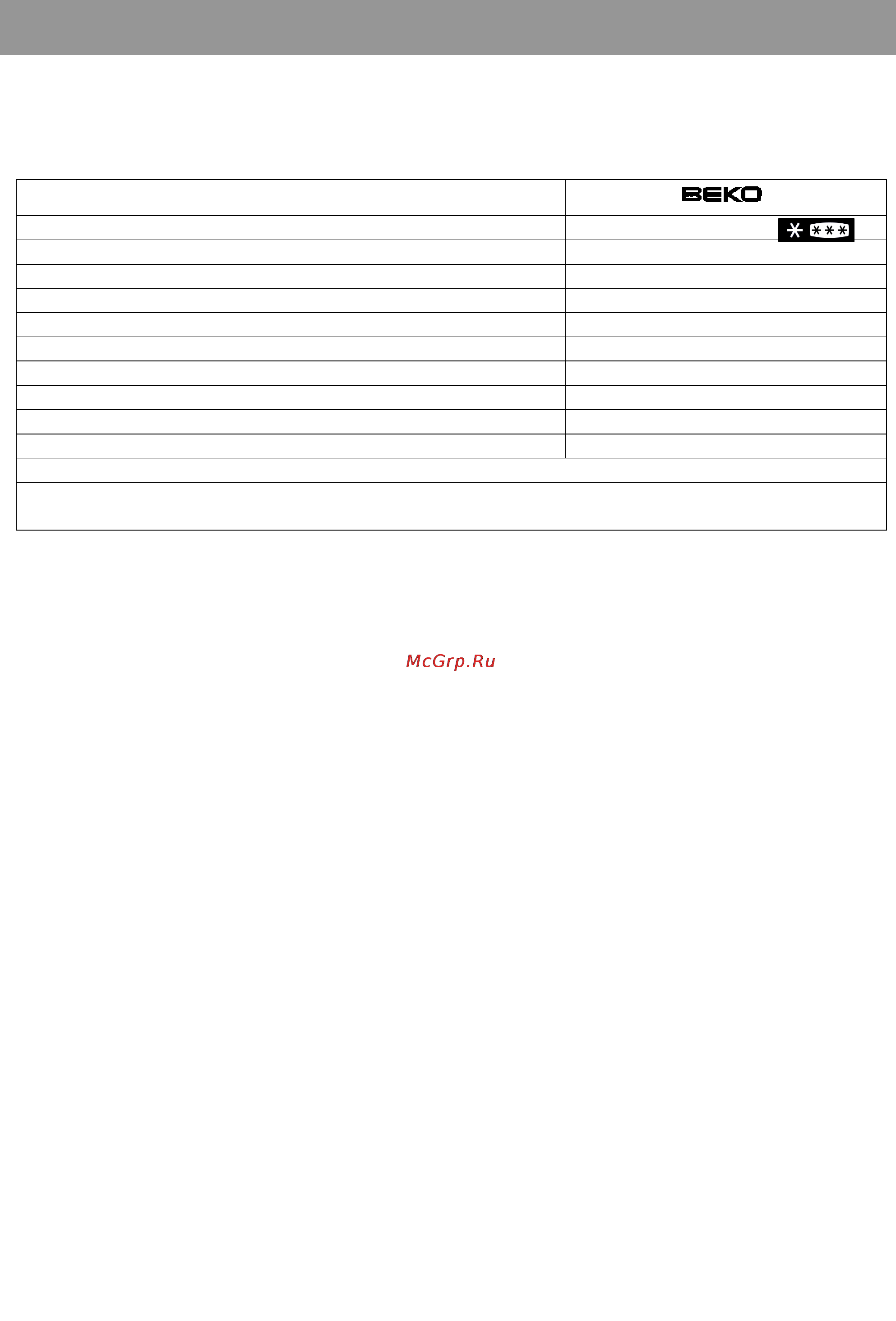 Beko CSK 25050 [16/20] Технические характеристики