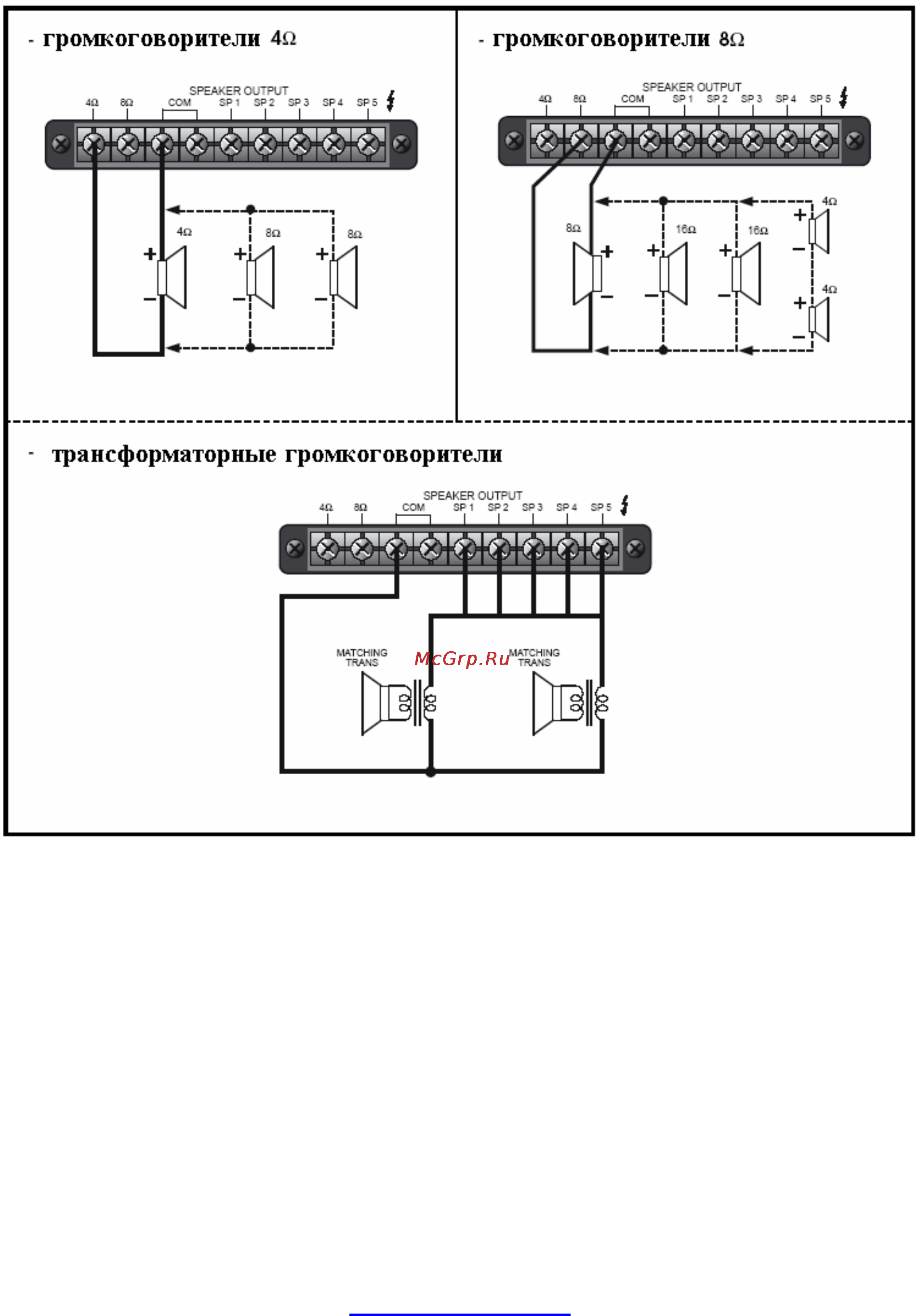 Inter-M PA-6000A [6/7] Подключение громкоговорителей