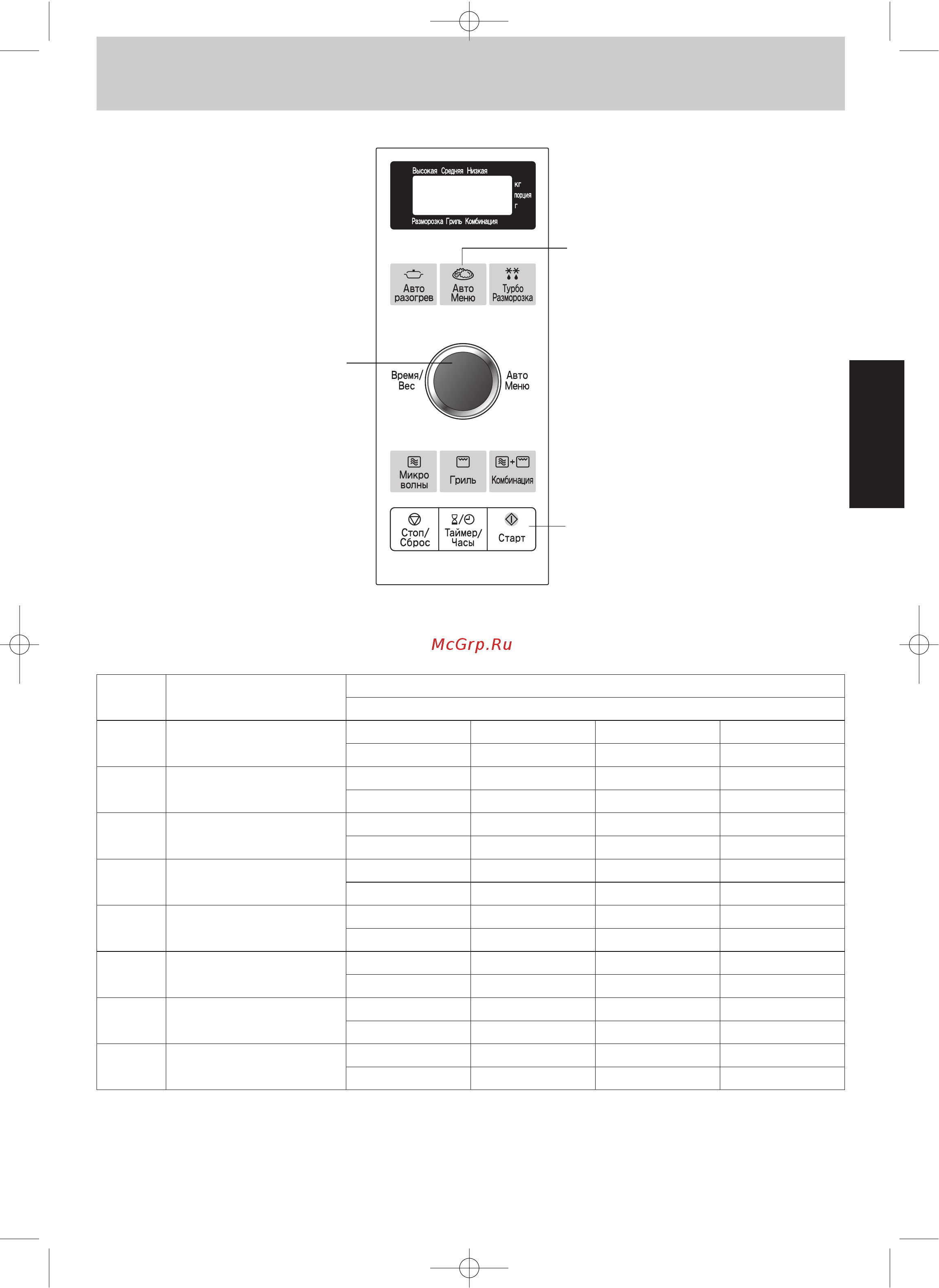 Panasonic NN-GD366MZPE [13/40] Нажмите кнопку автоменю для перехода в меню установок