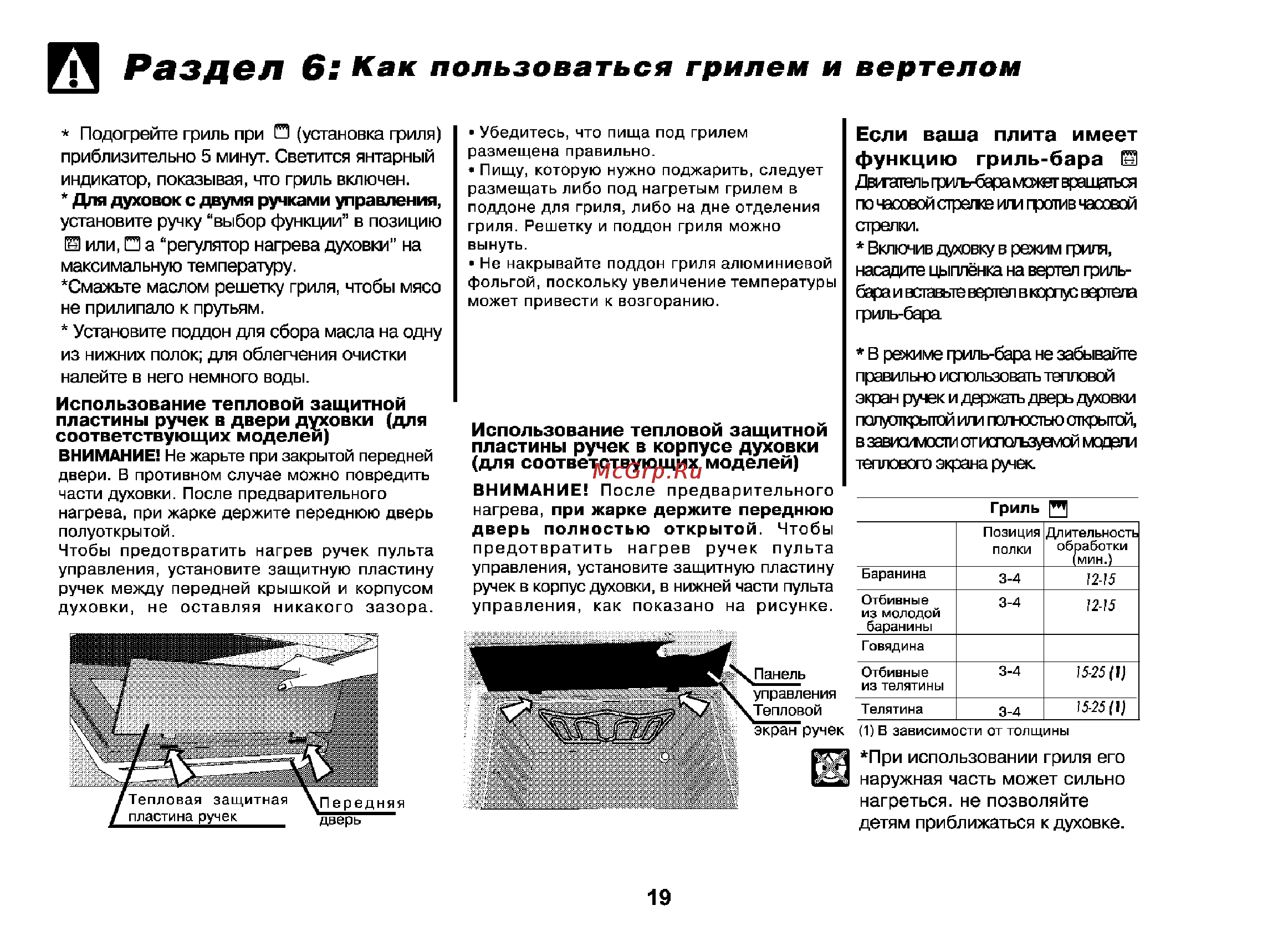 Beko CS 46100 [21/29] Раздсл 6 как пользоваться грилем и вертелом