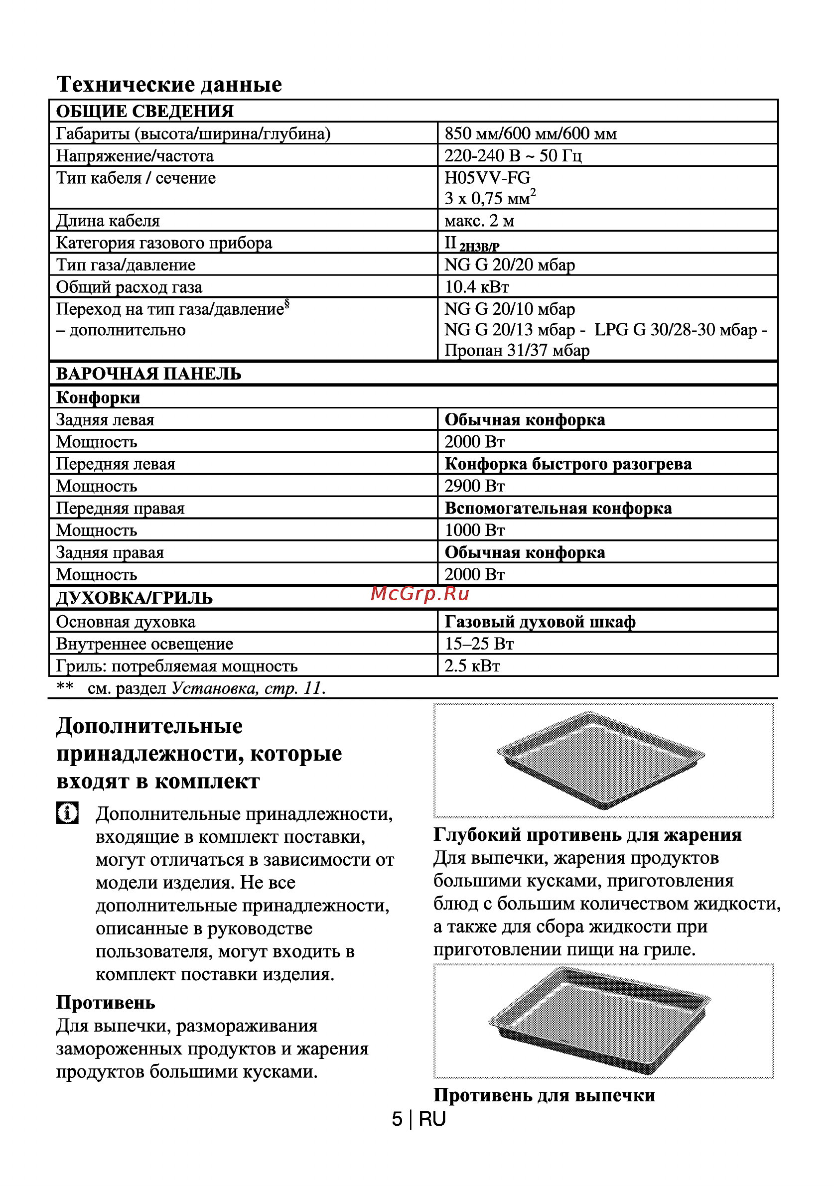 Beko CSG 62120 GW-RUS [5/29] Технические данные