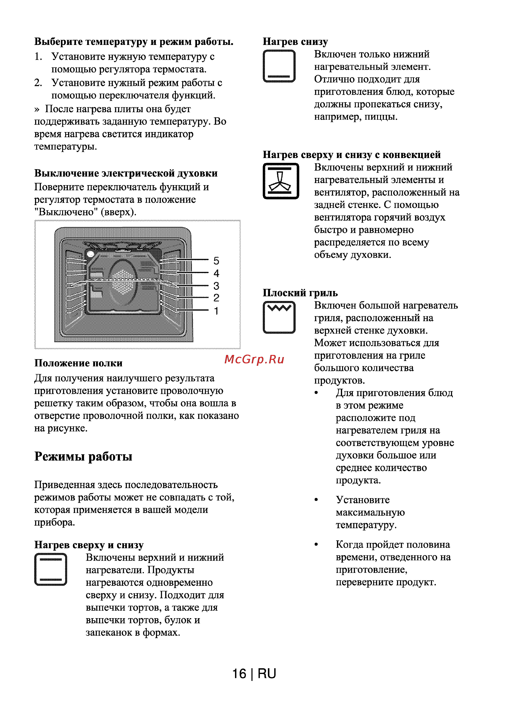 Beko OIE 24300 B [17/28] Режимы работы