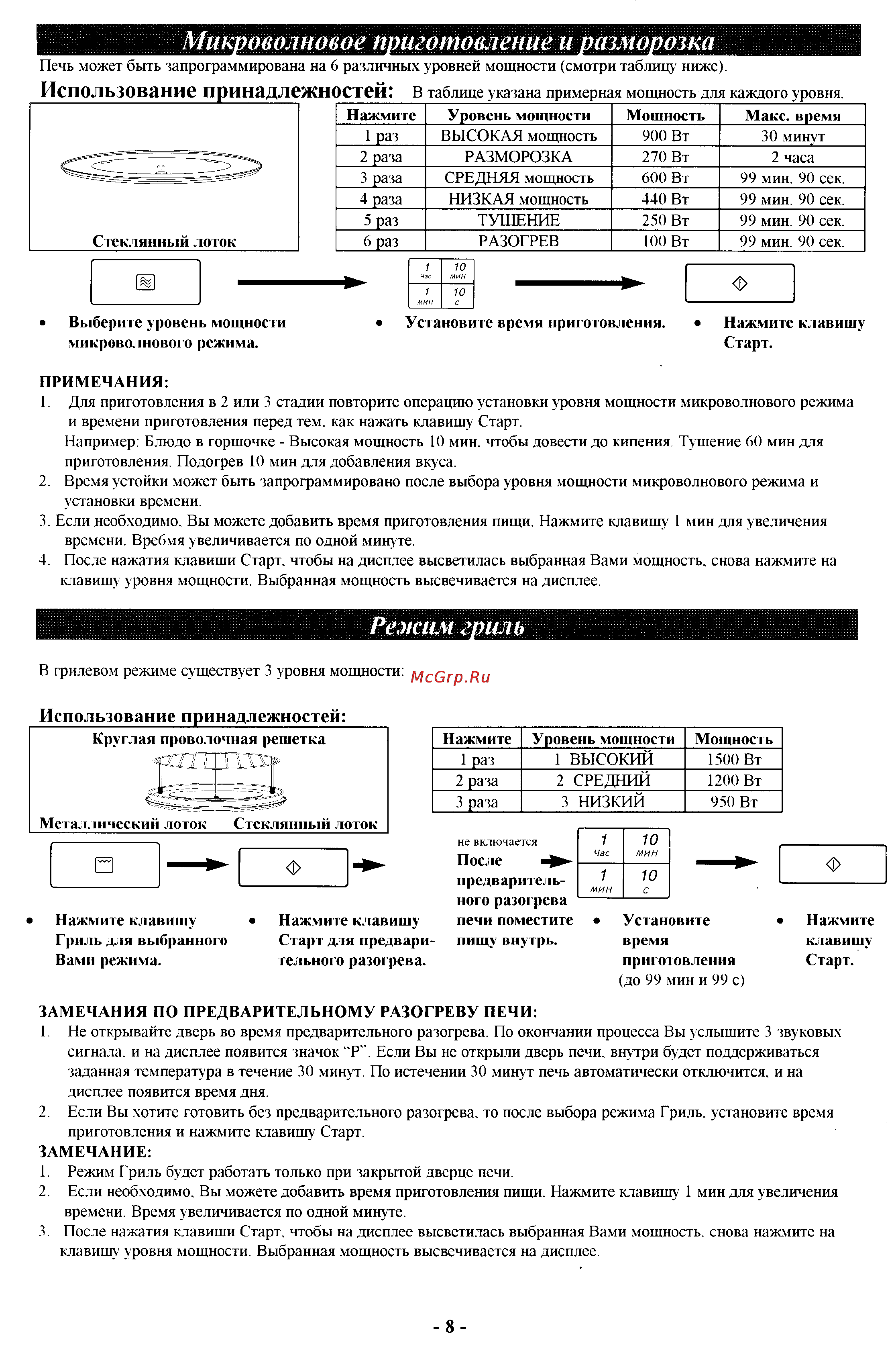Panasonic NN-C897C [8/16] Микроволновое приготовление и разморозка