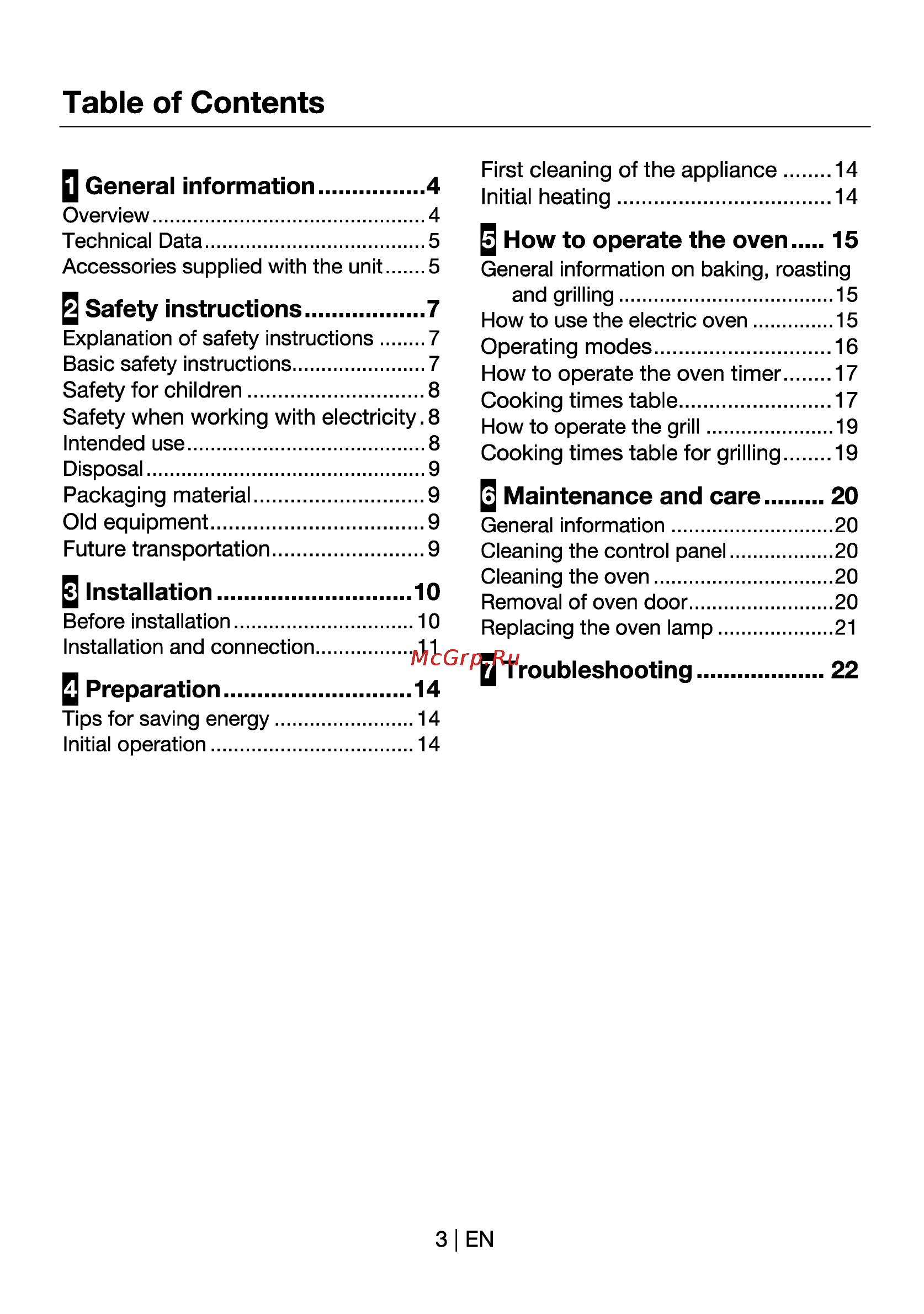 Beko OSC 22130 X [24/44] Table of contents