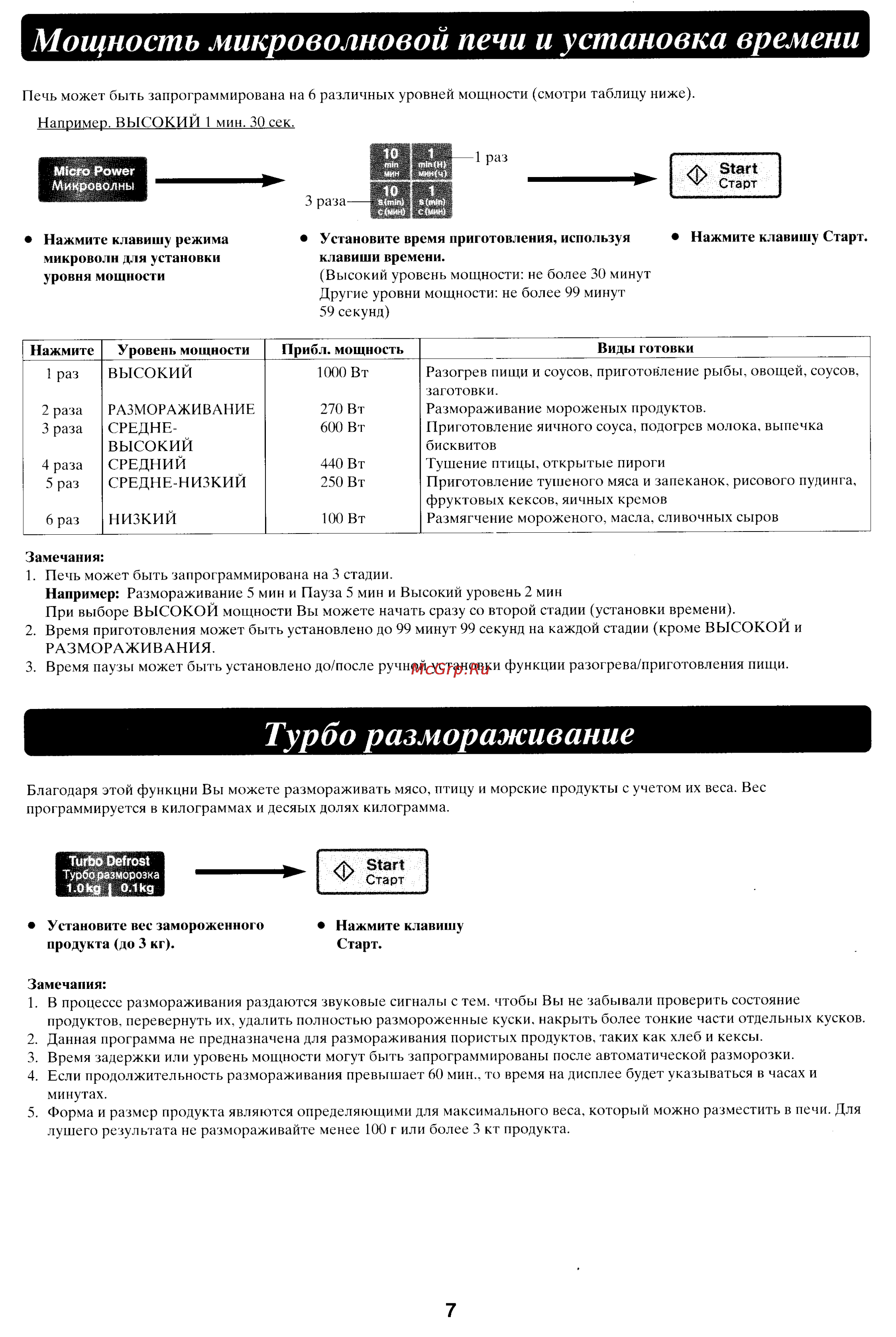 Panasonic NN-C780P [8/18] Мощность микроволновой печи и установка времени