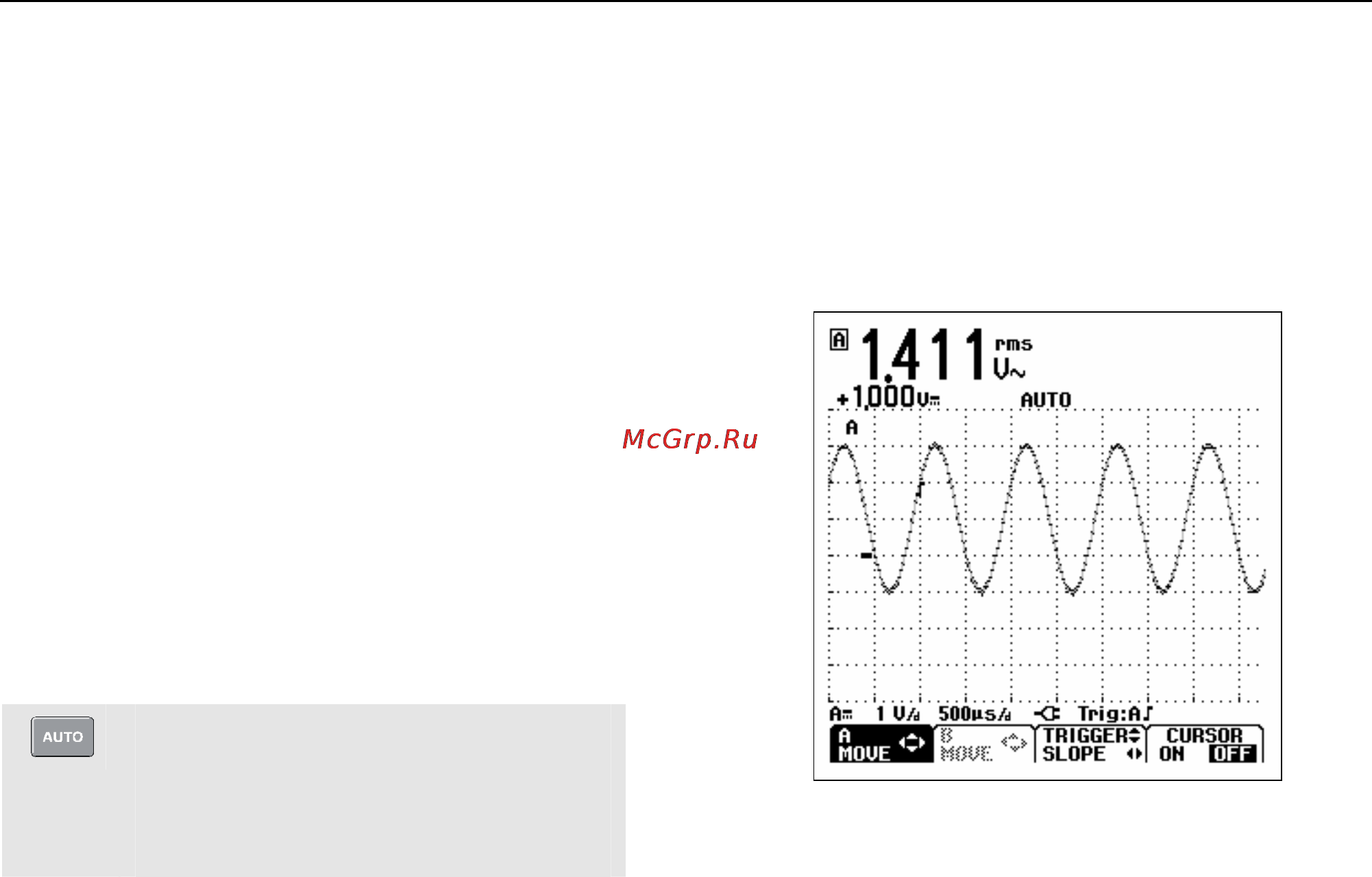 Fluke 125 [27/128] Отображение неизвестного сигнала с помощью функции connect and view автоматическая настройка
