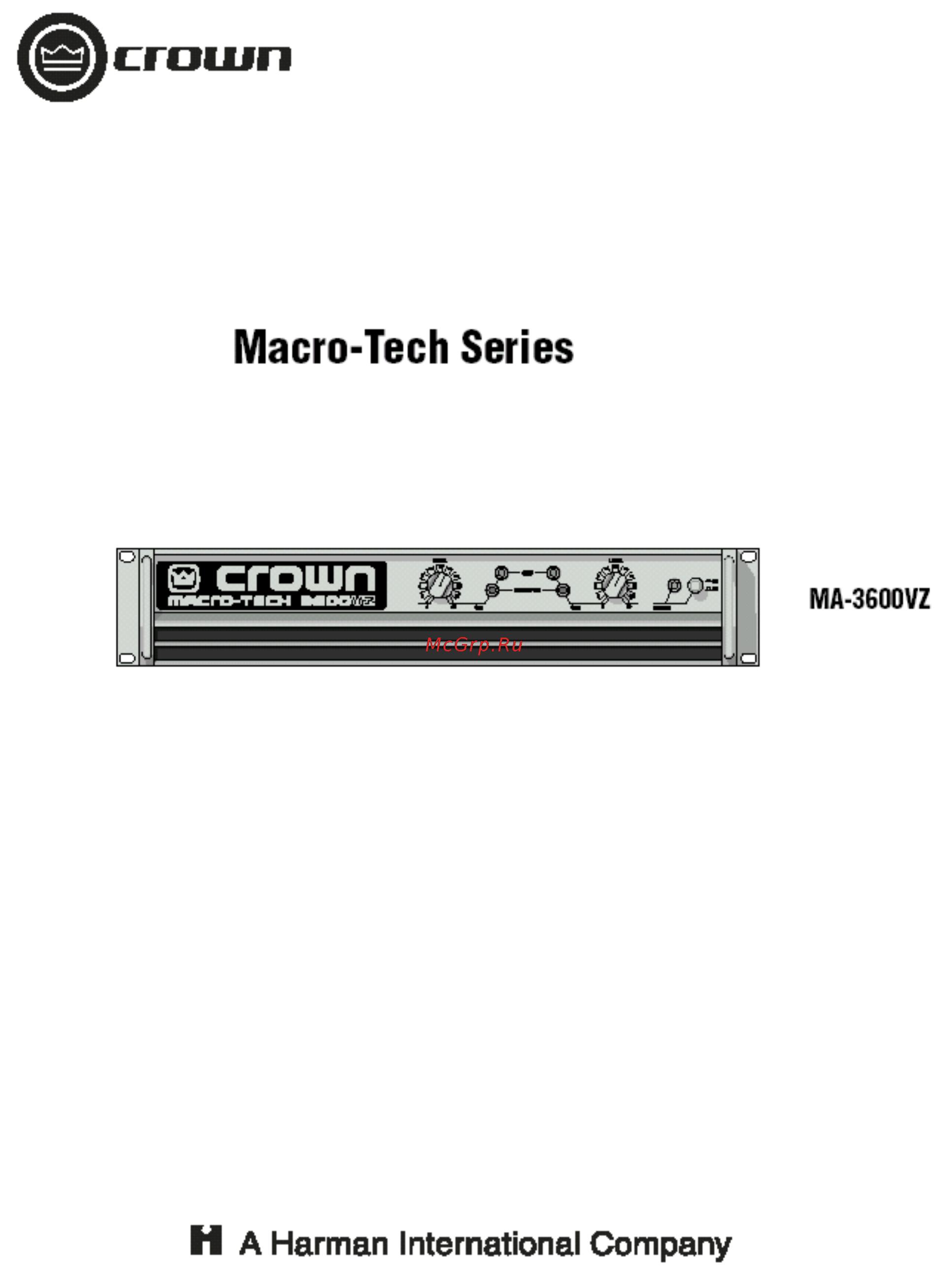 Crown MA-3600VZ Инструкция по эксплуатации онлайн