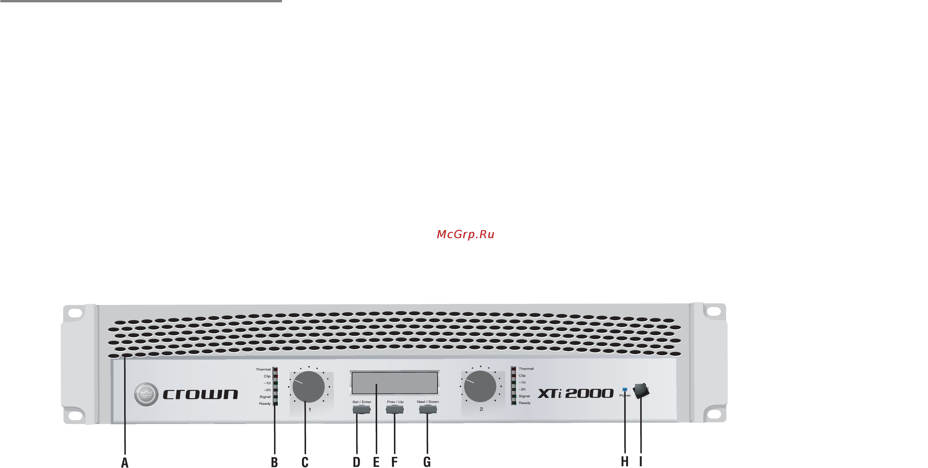 Crown XTi2000 [12/21] Усилители мощности серии xti 3 регуляторы и индикаторы передней панели