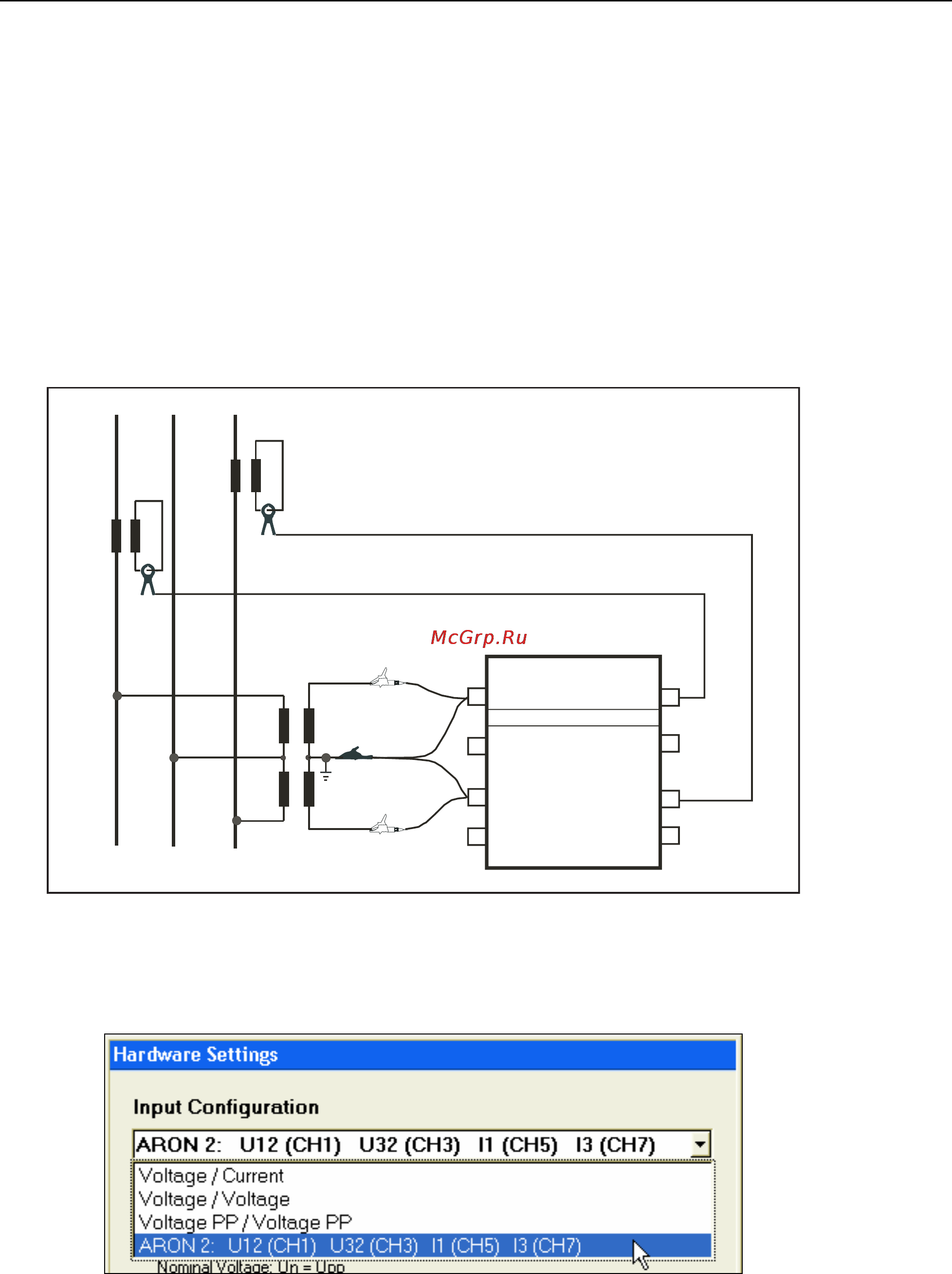 Fluke 1760 [47/110] Wire network with two current sensors aron2 method open delta method