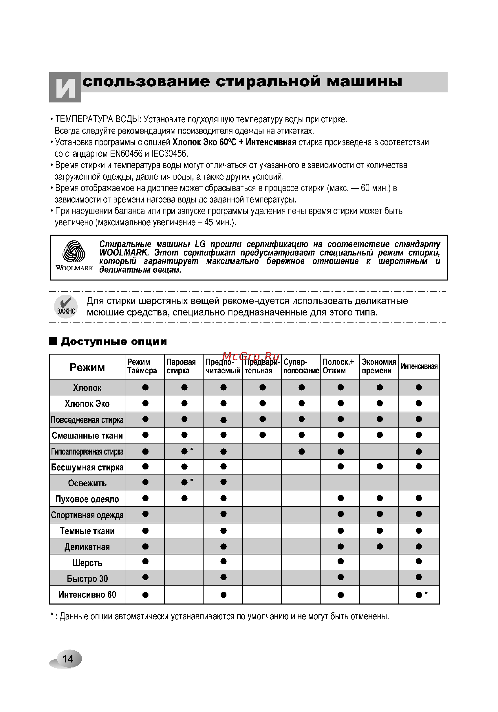 LG F1280NDS5 Инструкция по эксплуатации онлайн [14/28] 4547