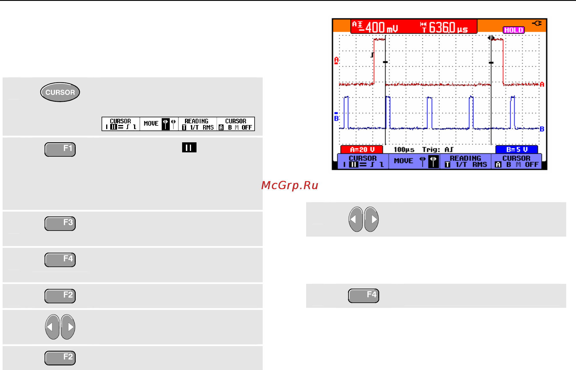 Fluke 190 [57/159] Using vertical cursors on a waveform