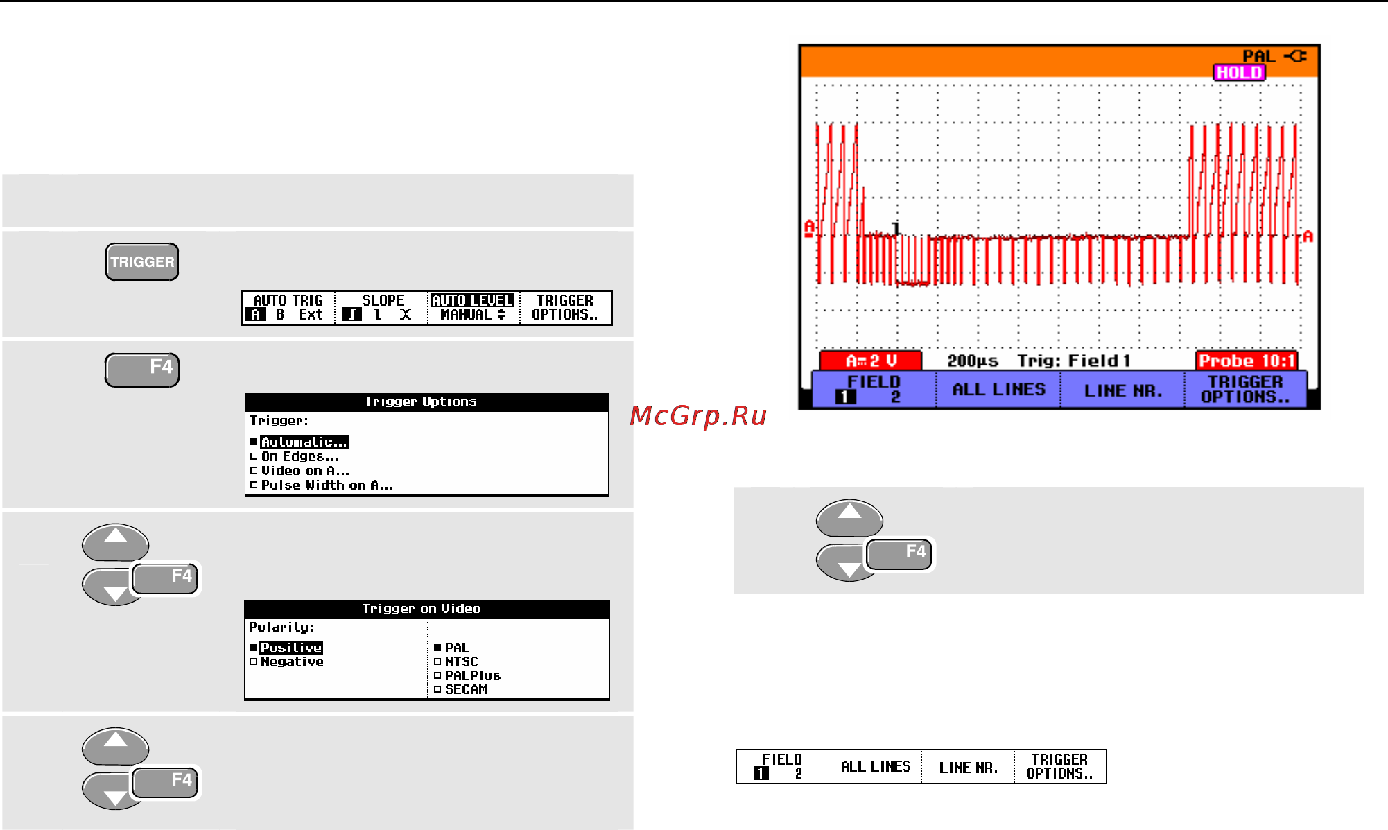 Fluke 190 [69/159] Triggering on video signals