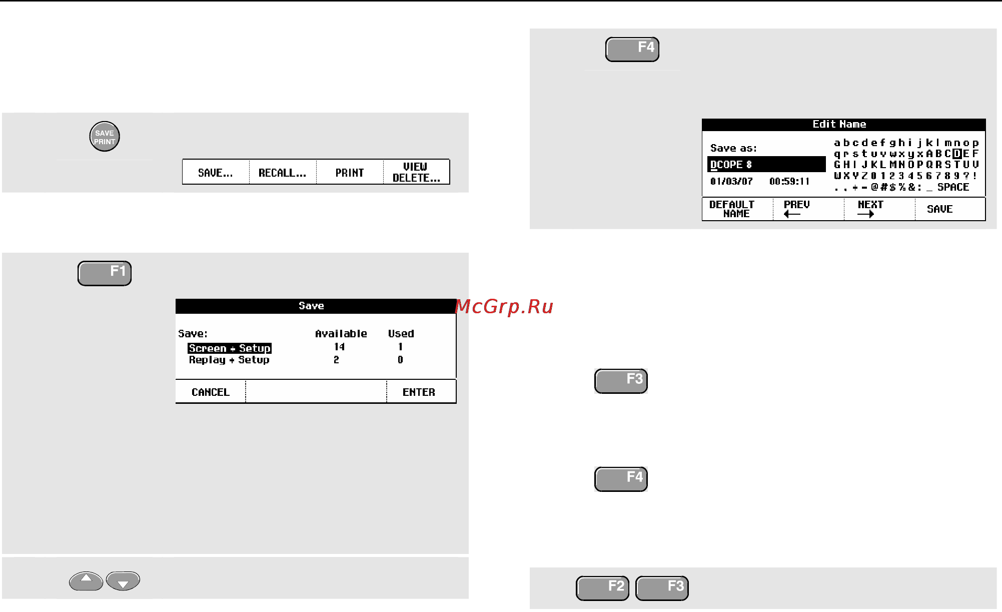 Fluke 190 [94/159] Saving screens with associated setups