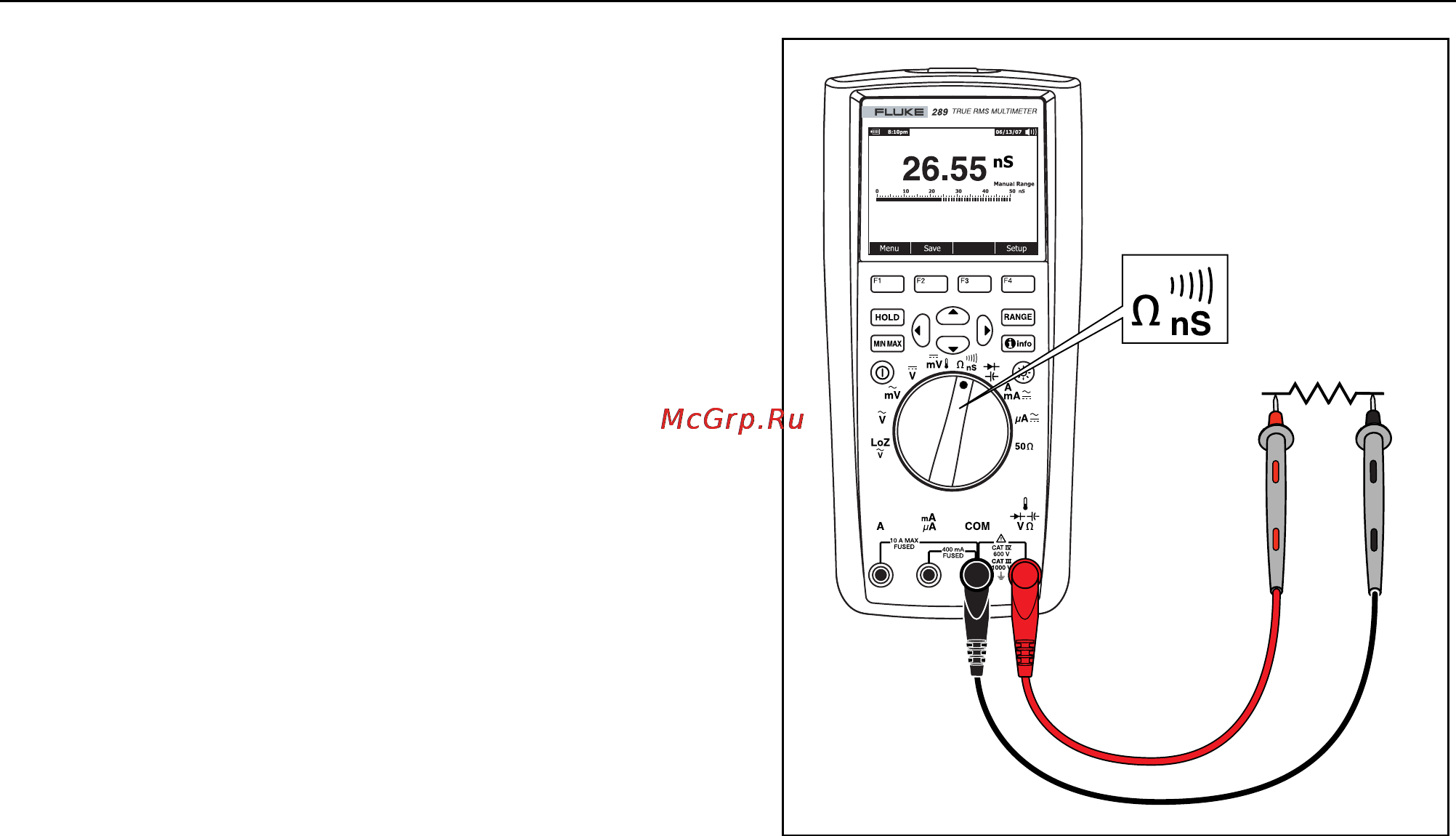 Fluke 280 [43/86] Использование измерений проводимости для проверки цепей с высоким сопротивлением