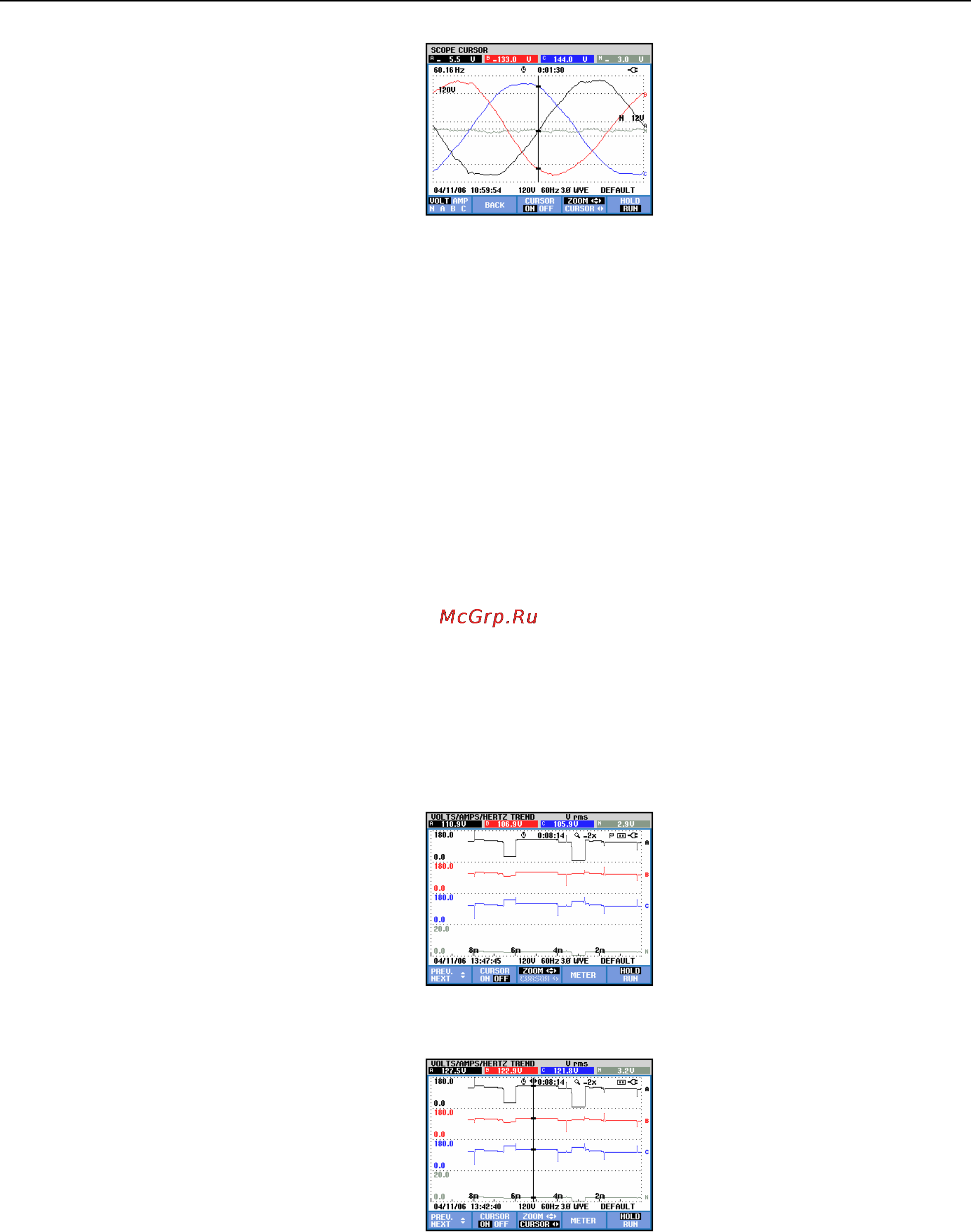 Fluke 434 [92/140] Cursor on trend displays