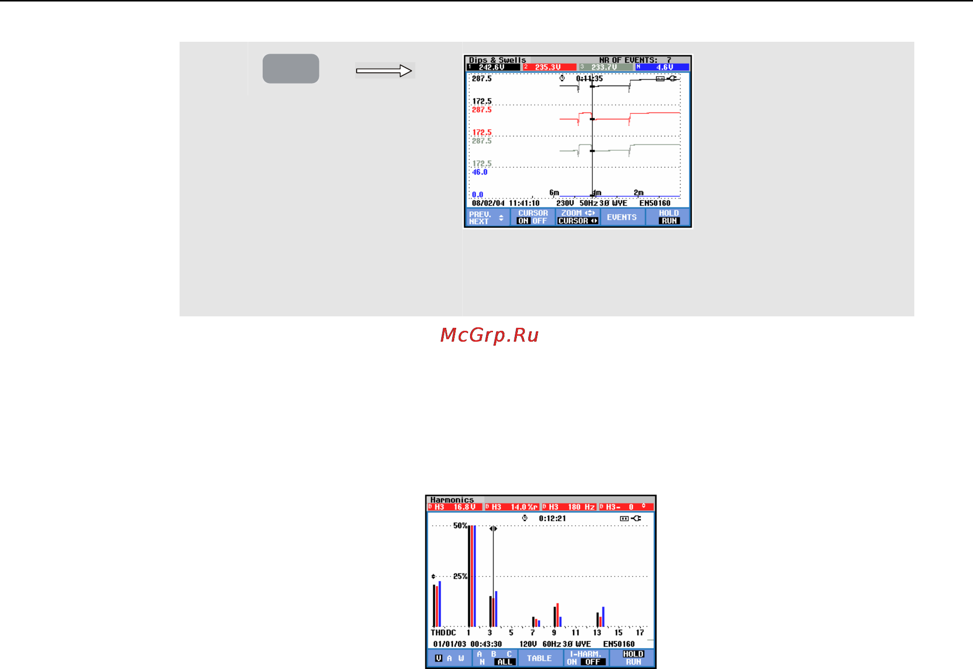 Fluke 434 [94/140] Cursor on bar graph displays