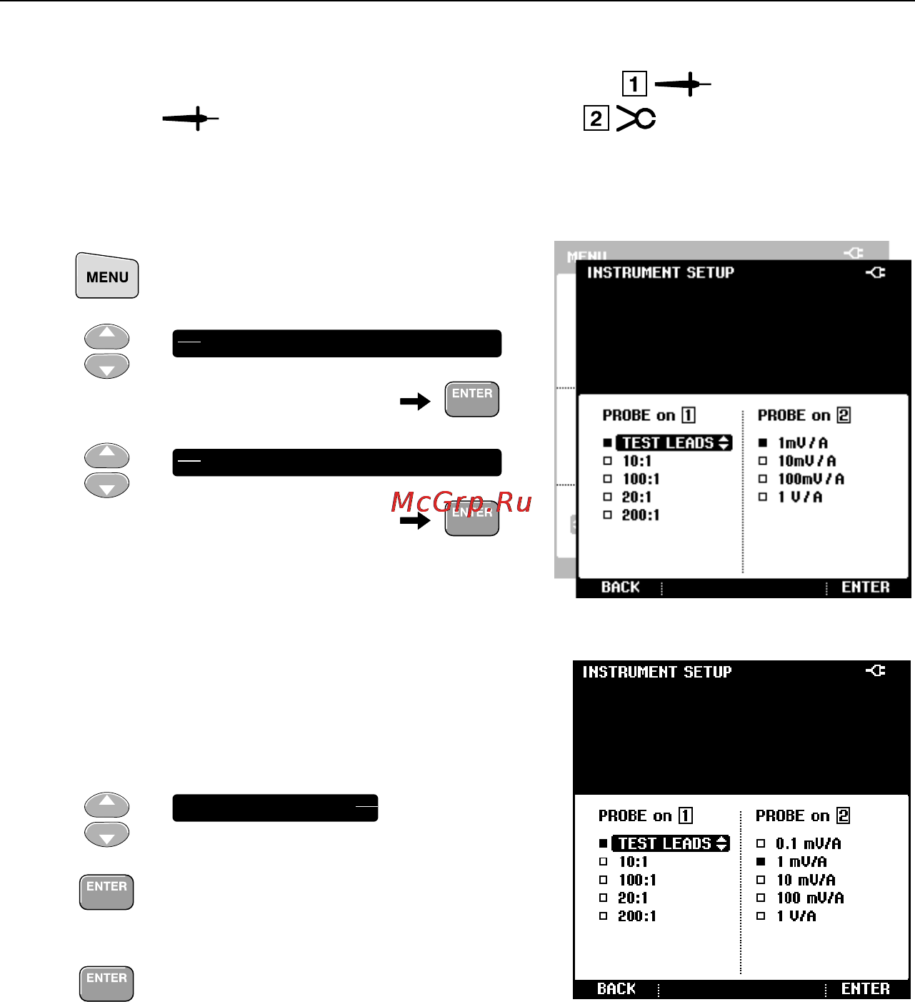 Fluke 43B [21/54] Selecting probes