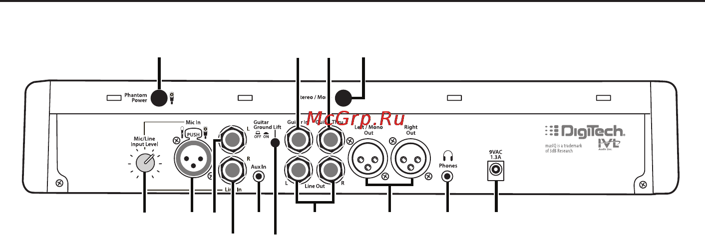 Digitech VOCALIST LIVE 4 VOCAL EFFECTS PROCESSOR [12/41] Задняя панель