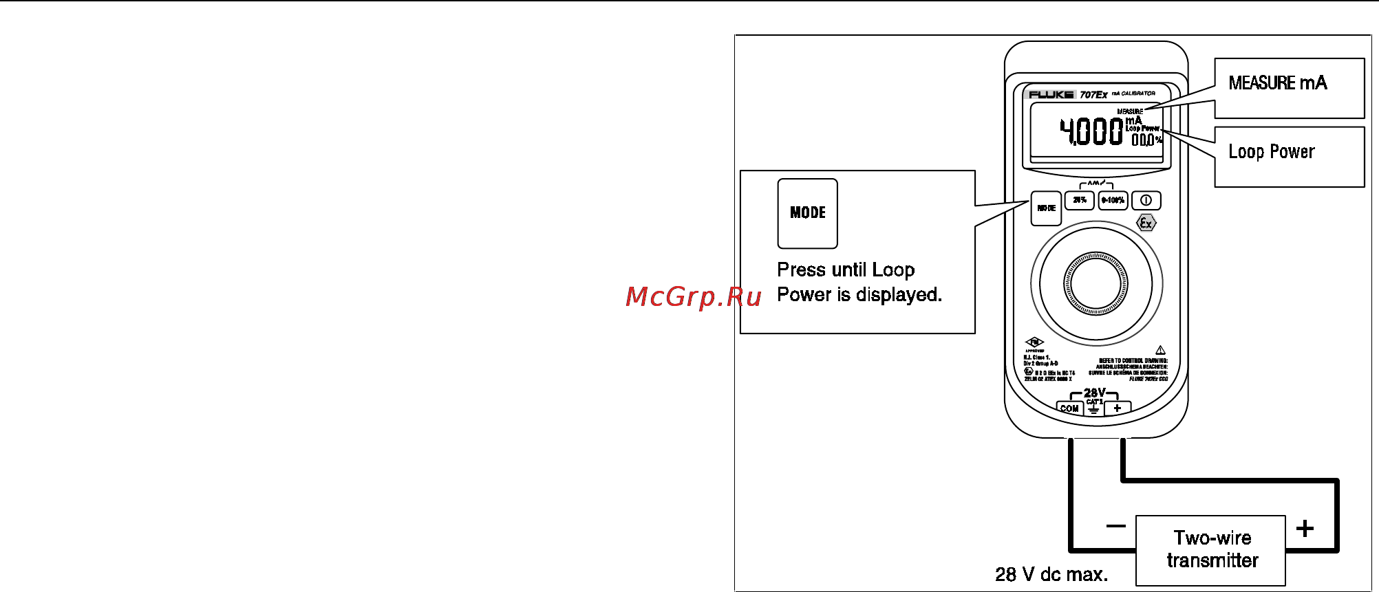 Fluke 707 ex [13/24] Measuring dc ma with loop power