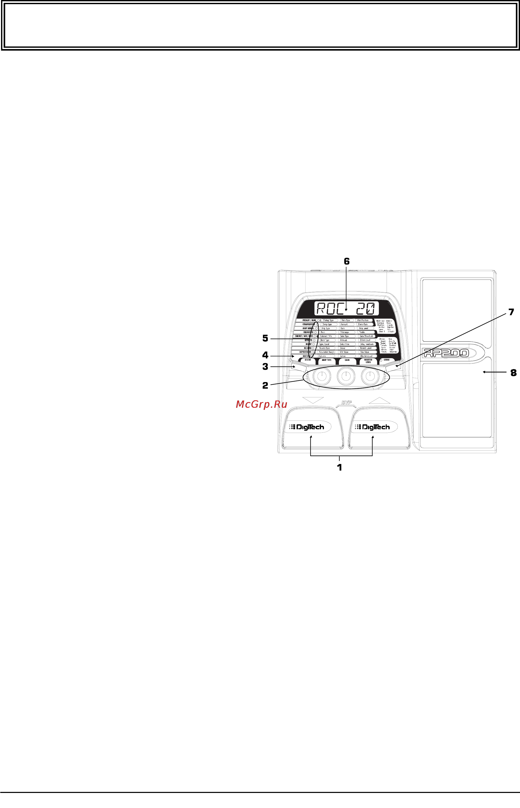 Digitech RP200 Инструкция по эксплуатации онлайн