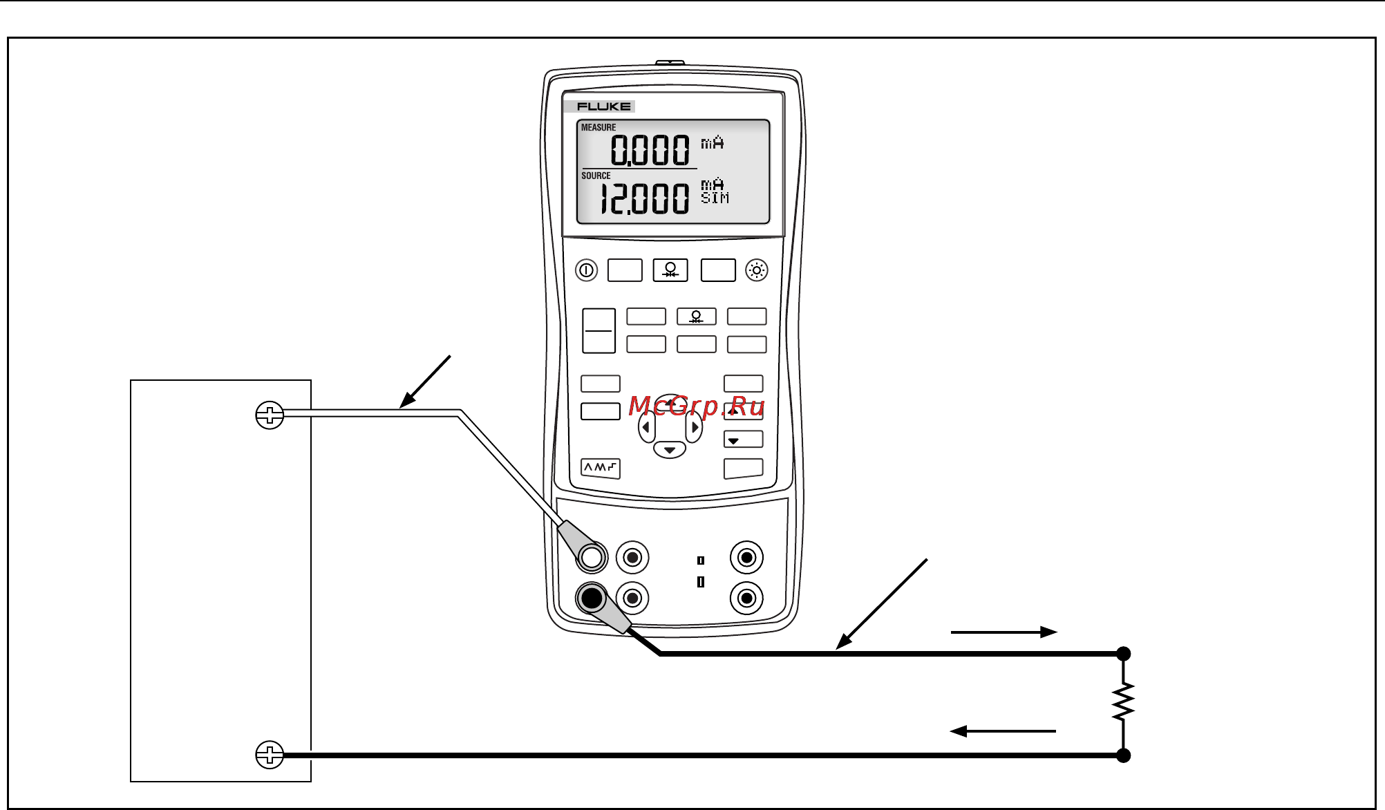 Fluke 726 [41/80] Figure 14 connections for simulating a 4 to 20 ma transmitter