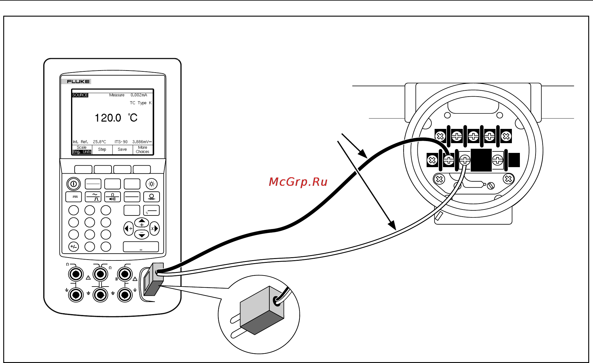 Fluke 743B [65/134] Figure 20 connections for simulating a thermocouple