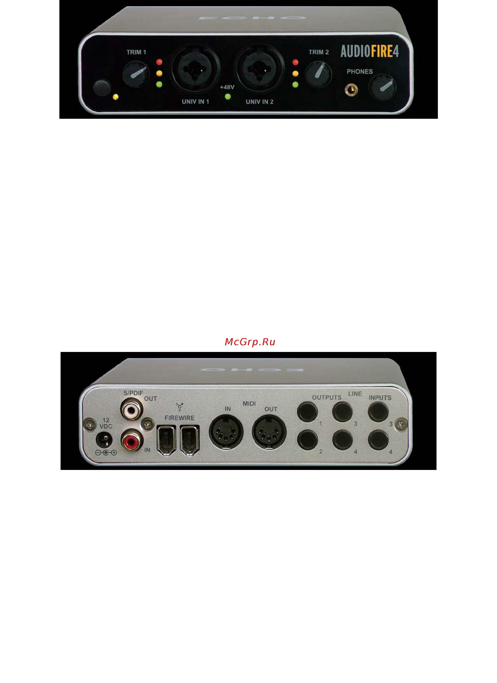 Echo AUDIOFIRE 4 [8/20] Аналоговые входы и выходы audiofire8