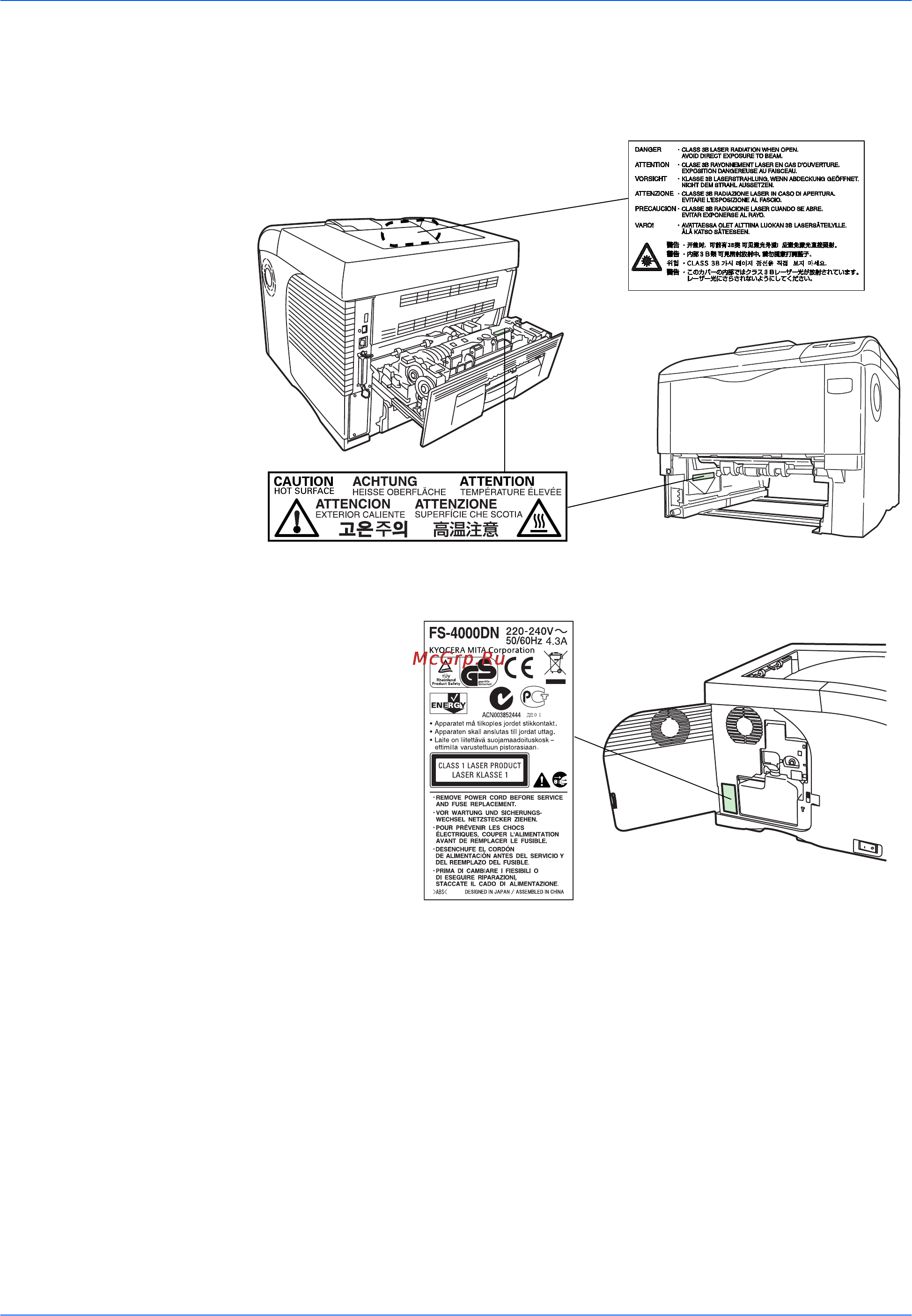 Kyocera FS-3900DN [12/68] Этикетки с предостережением