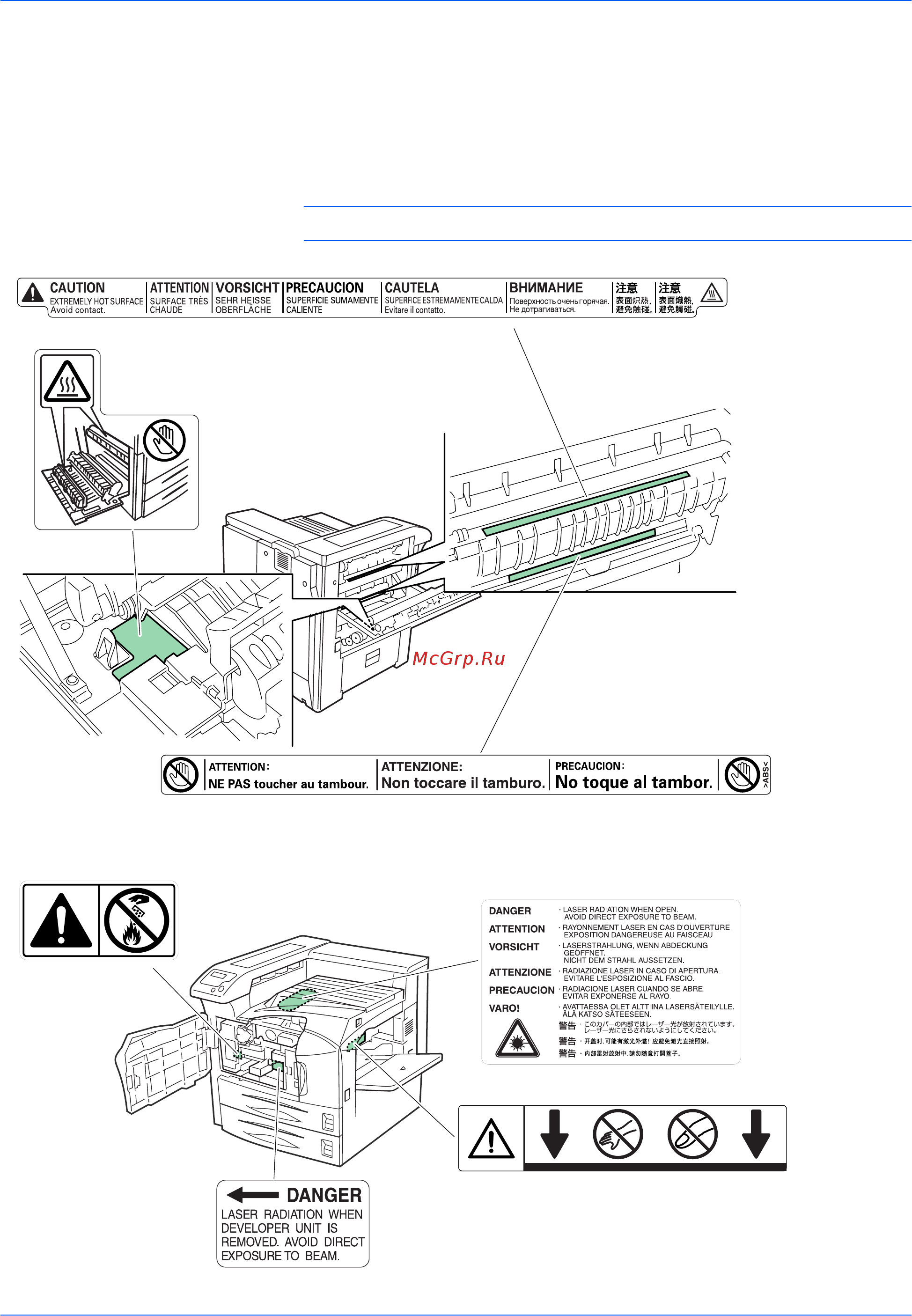 Kyocera FS-9530DN [12/80] Наклейки с предупреждениями