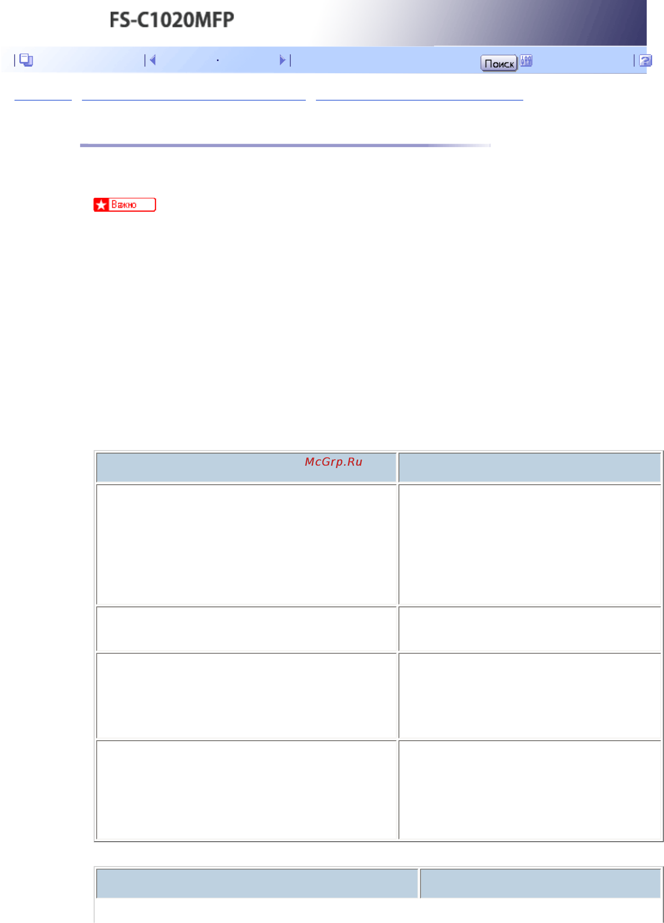 Kyocera FS-C1020MFP [132/547] В т а б л и ц а х н и ж е п р и в е д е н о о п и с а н и е т и п о в б у м а г и к о т о р ы е м о ж н о и с п о л ь з о в а т ь д л я д а н н о г о а п п а р а т а